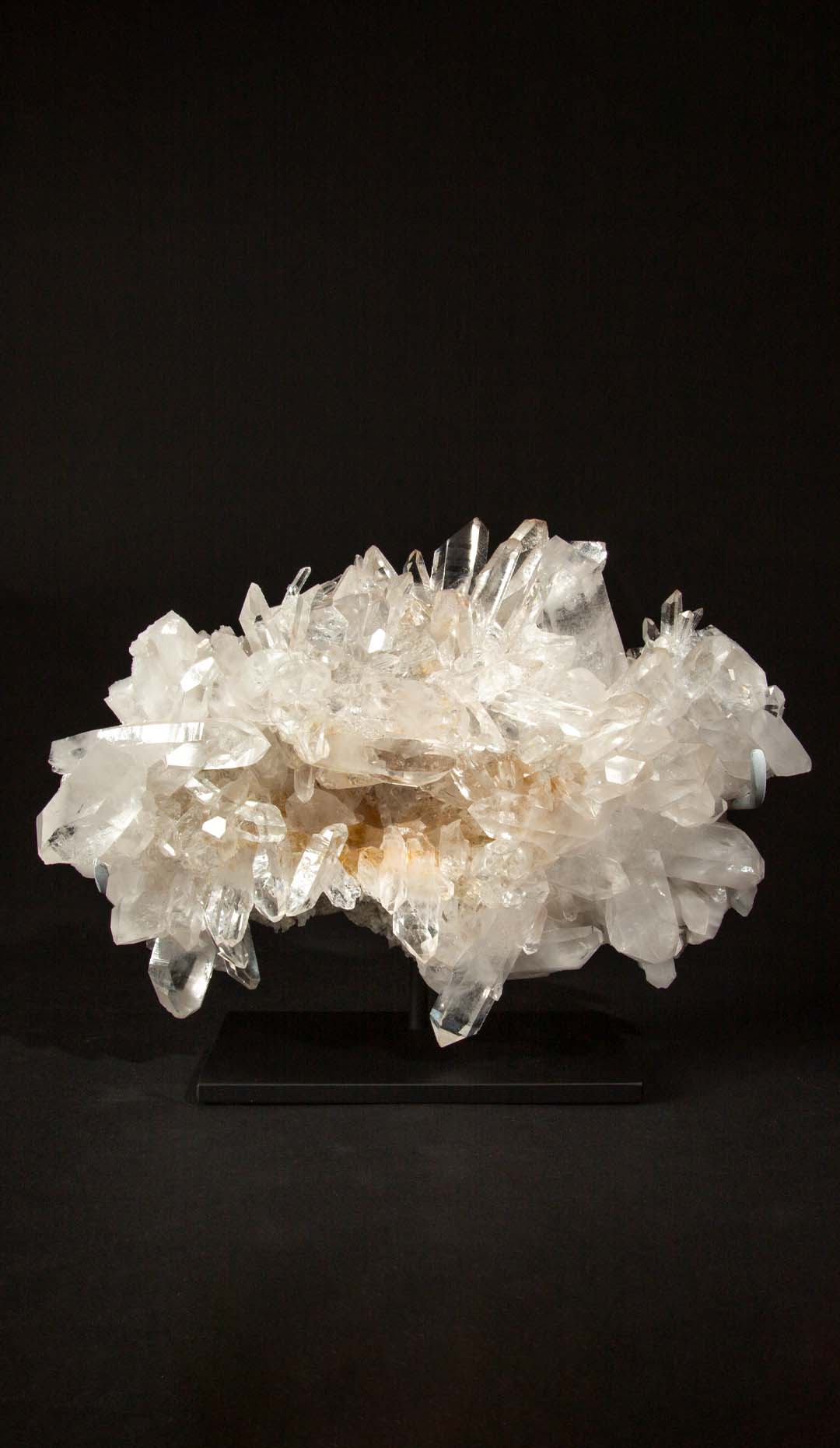 Celestial Radiance: Radiant Rock Crystal Cluster on Custom Mount 1