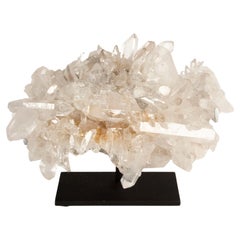 Celestial Radiance: Radiant Rock Crystal Cluster on Custom Mount