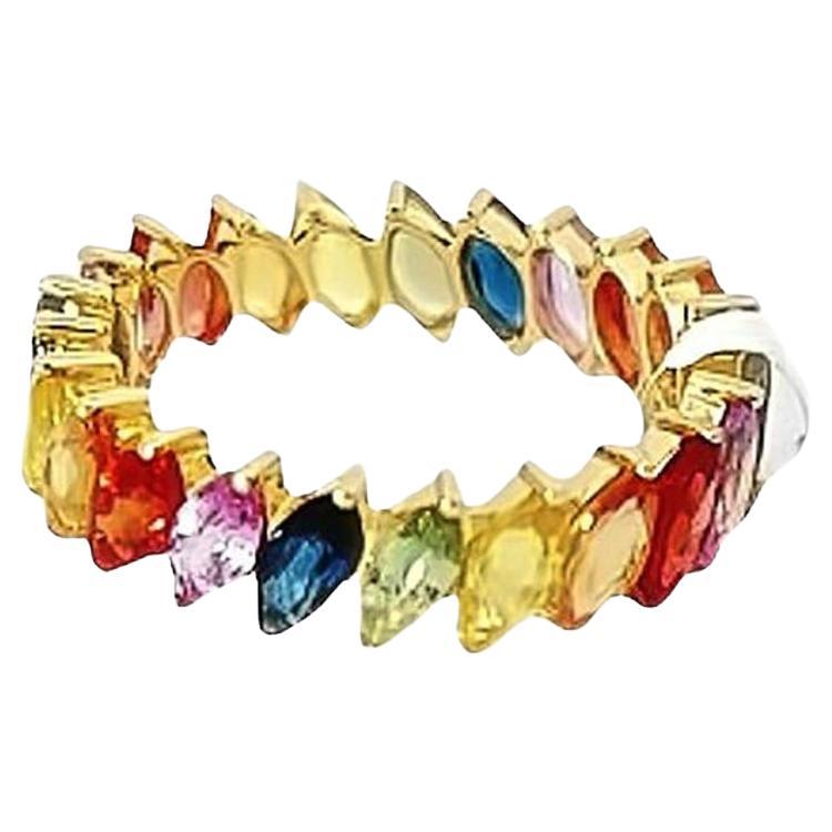 Bague en or jaune 18 carats avec pierres multicolores