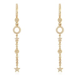 Celestial Star Drop Diamond 14K Yellow Gold Earrings