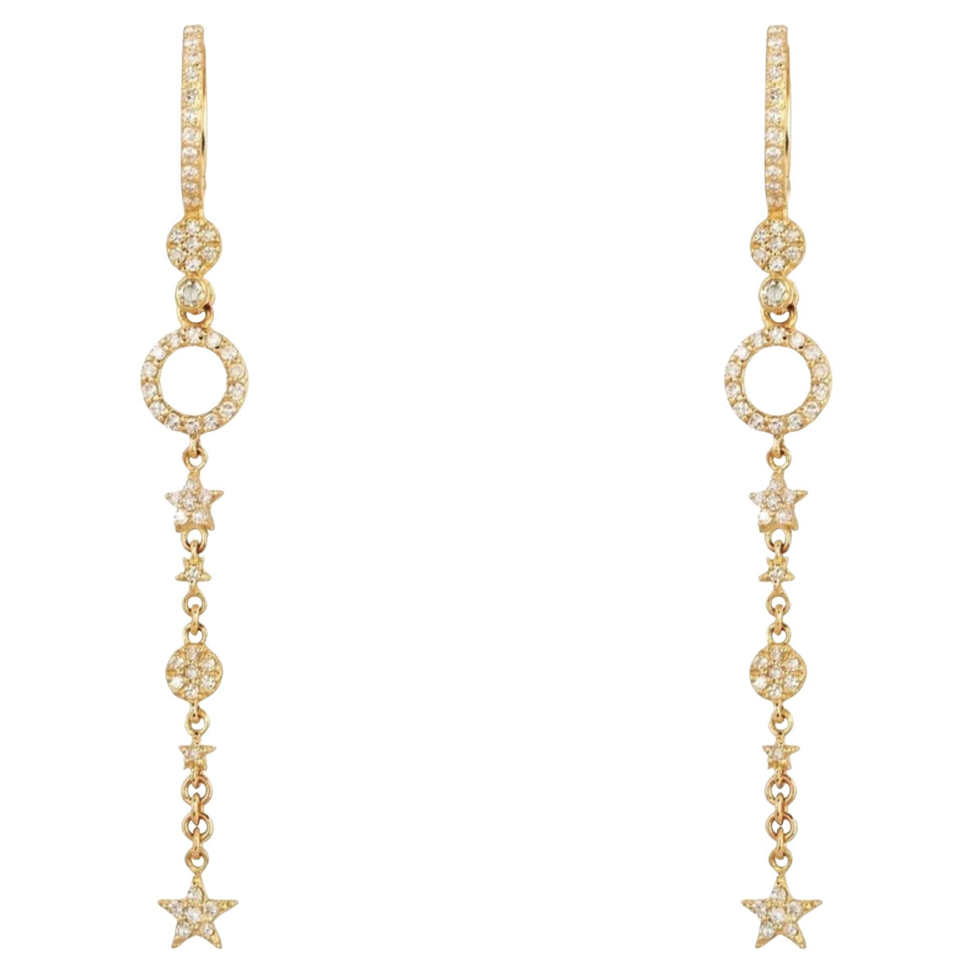 Orecchini "Celestial Star Drop" con diamanti in oro giallo 14 carati