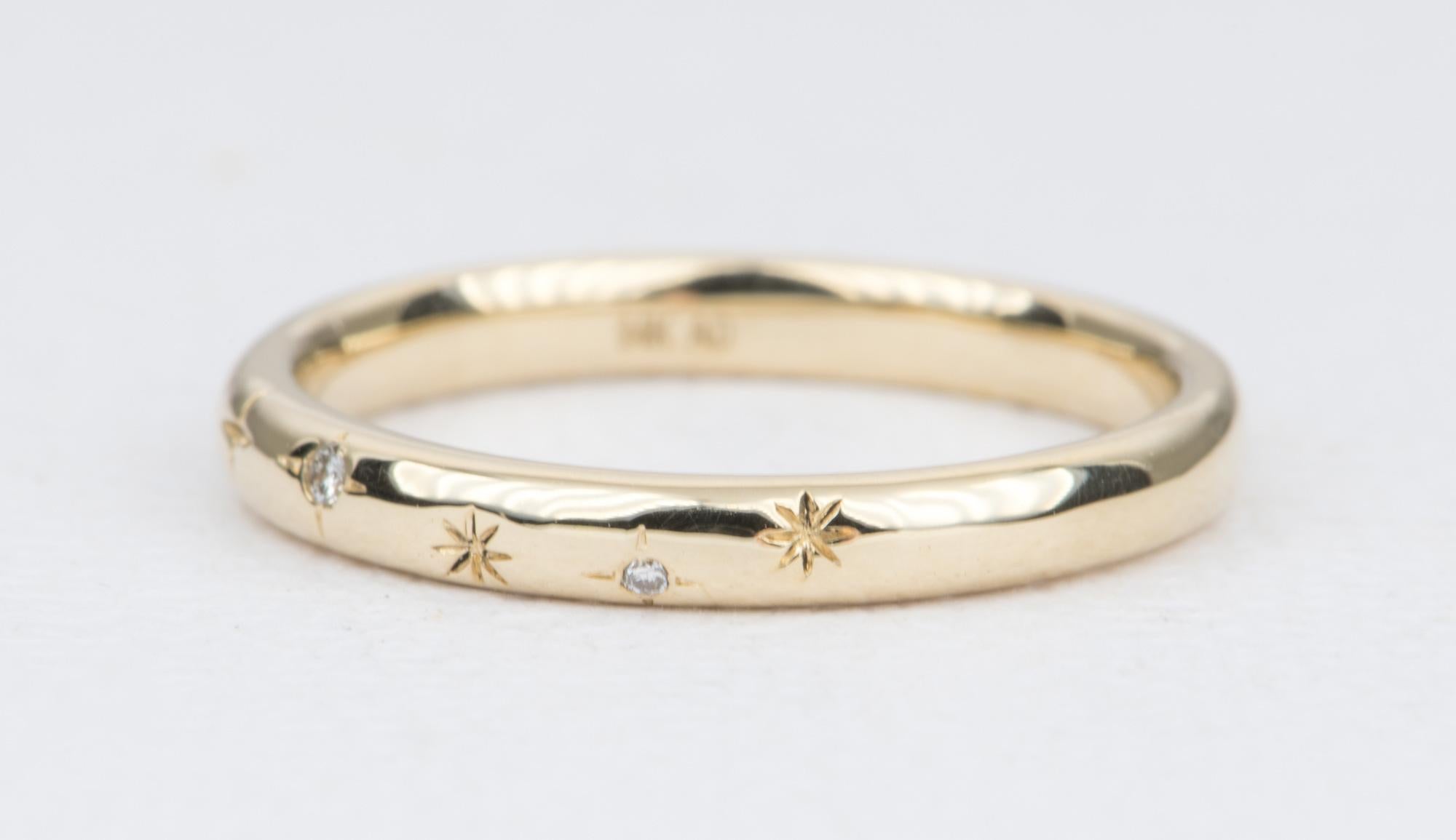 Verlobungsring aus 14 Karat Gold mit Celestial-Themed Diamant und Sternen AD2316 im Zustand „Neu“ in Osprey, FL