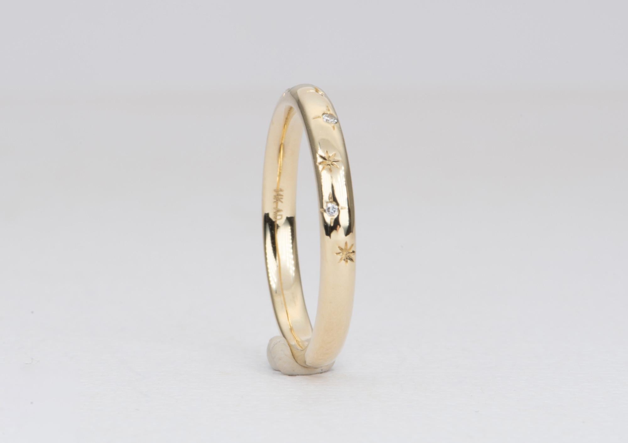 Verlobungsring aus 14 Karat Gold mit Celestial-Themed Diamant und Sternen AD2316 für Damen oder Herren