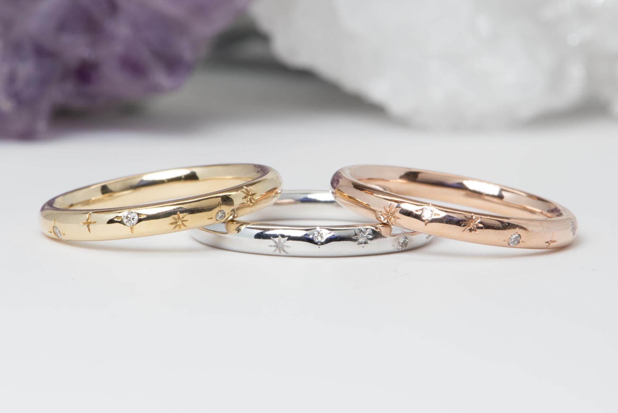 Verlobungsring aus 14 Karat Gold mit Celestial-Themed Diamant und Sternen AD2316 3