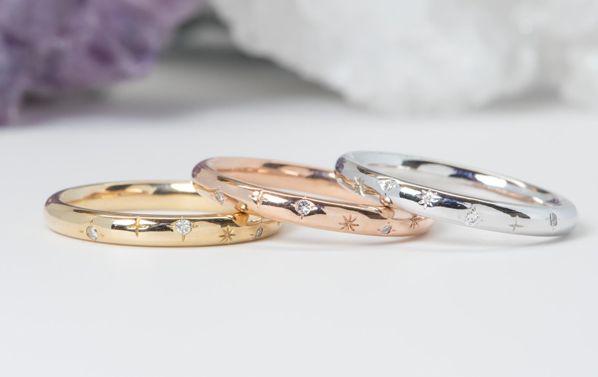 Verlobungsring aus 14 Karat Gold mit Celestial-Themed Diamant und Sternen AD2316 4