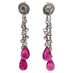 "Celestial Vine" Old Cut 
Rubellite Chandelier Earrings by Dilys’
