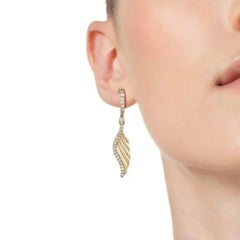 Celestial Wing 14K (or 18k upon request) Yellow Gold Diamond Drop Earrings