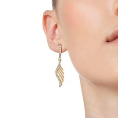 Celestial Wing 14K (or 18k upon request) Yellow Gold Diamond Drop Earrings