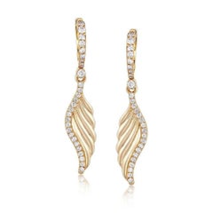 Orecchini a goccia con diamanti in oro giallo 14K Celestial Wing