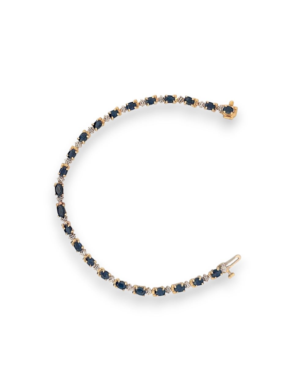 Celestine  10K Yellow Gold Sapphire Bracelet, 3.80 CT Natural Sapphires For Sale