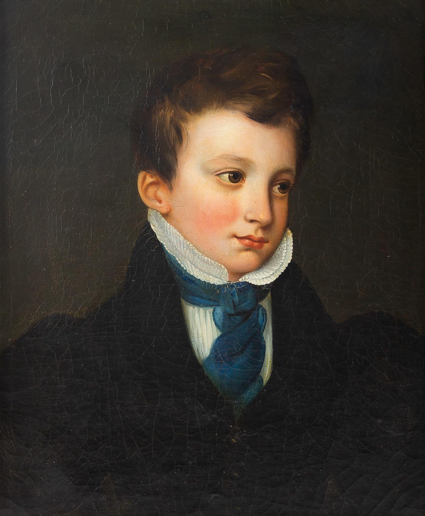 Charles X Celestine Beaugais Oil on Canvas Portait de Anatole Jules Marie Chevallier, 1831