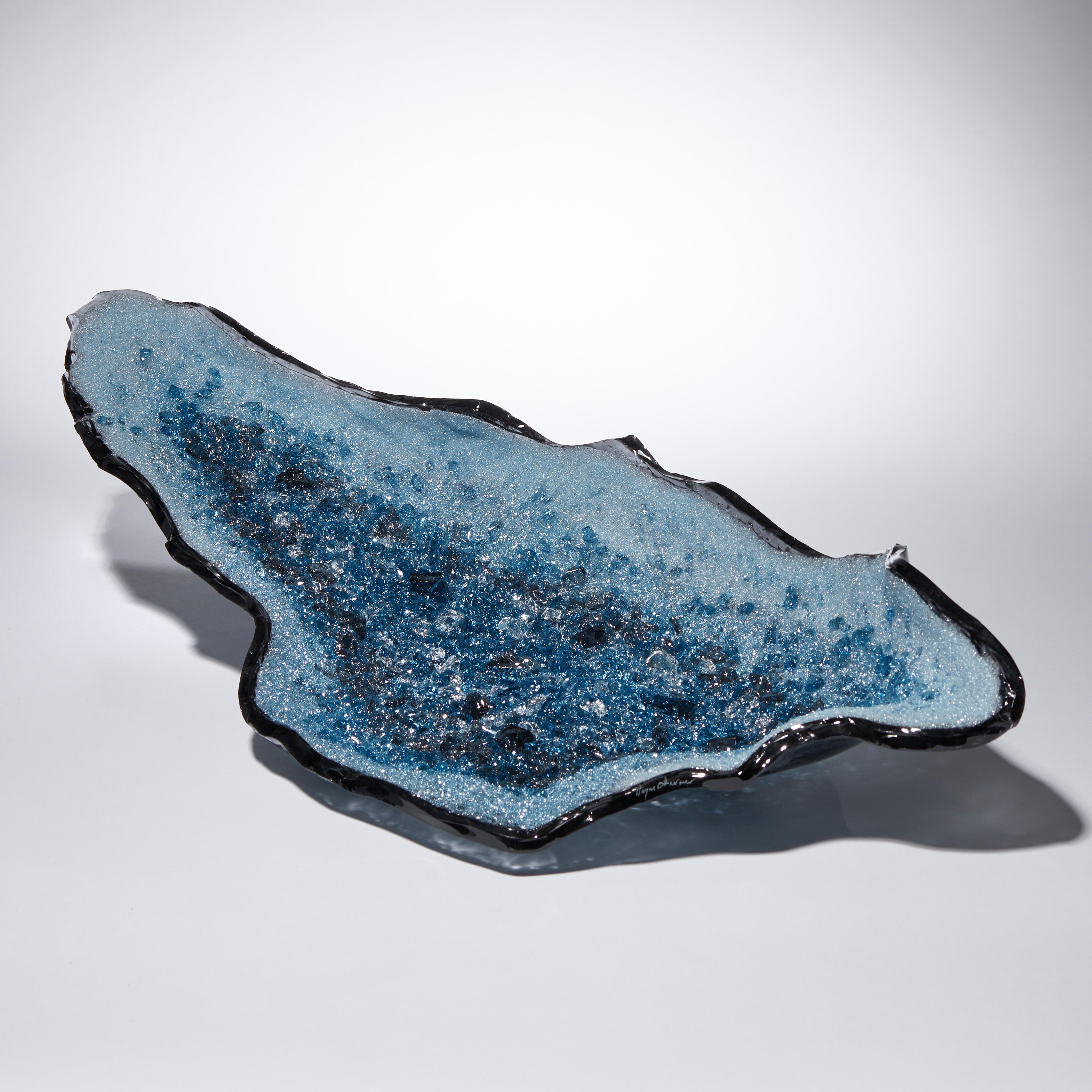 Organic Modern Celestine II, Unique Aqua & Clear Glass Sculpture / Centrepiece by Wayne Charmer