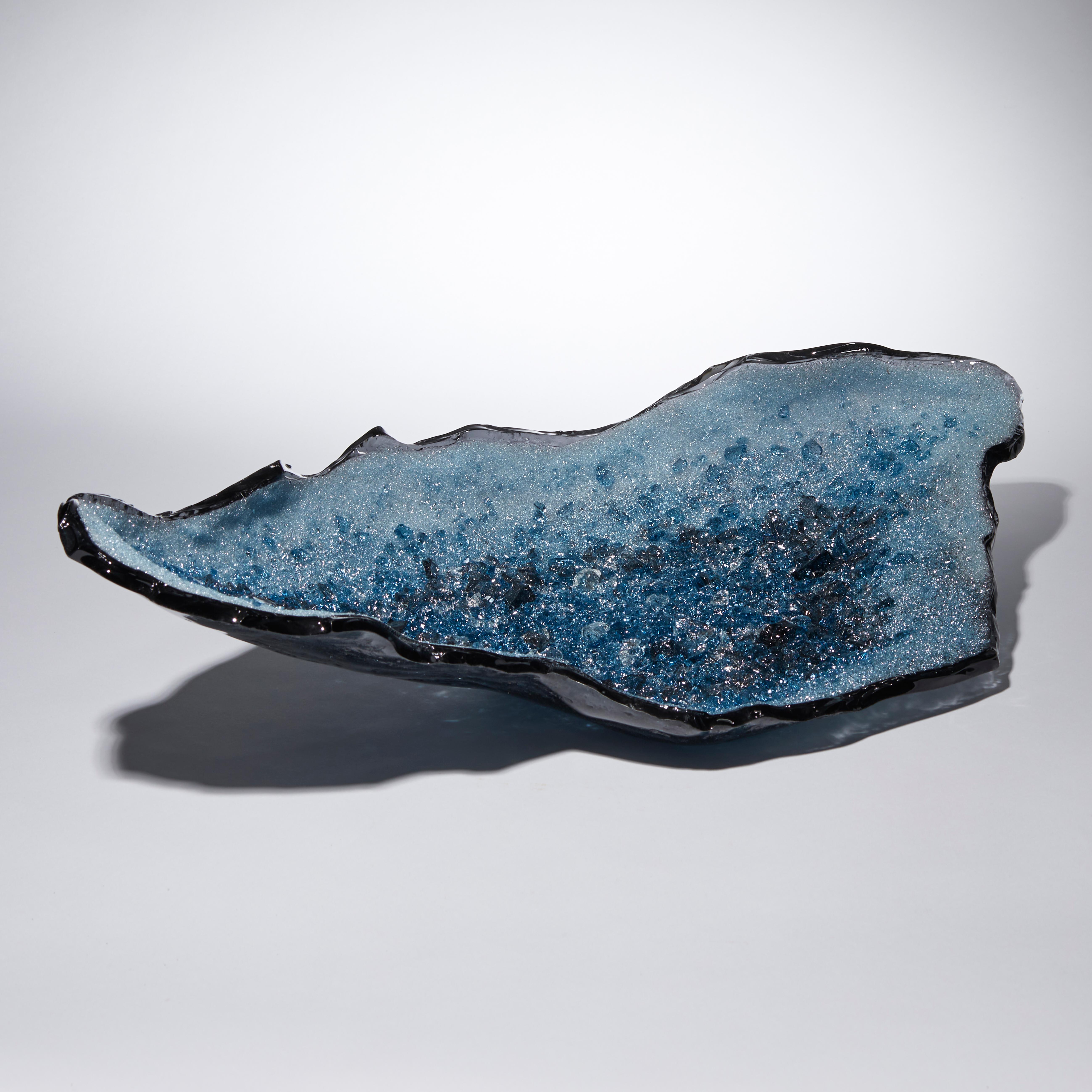British Celestine II, Unique Aqua & Clear Glass Sculpture / Centrepiece by Wayne Charmer
