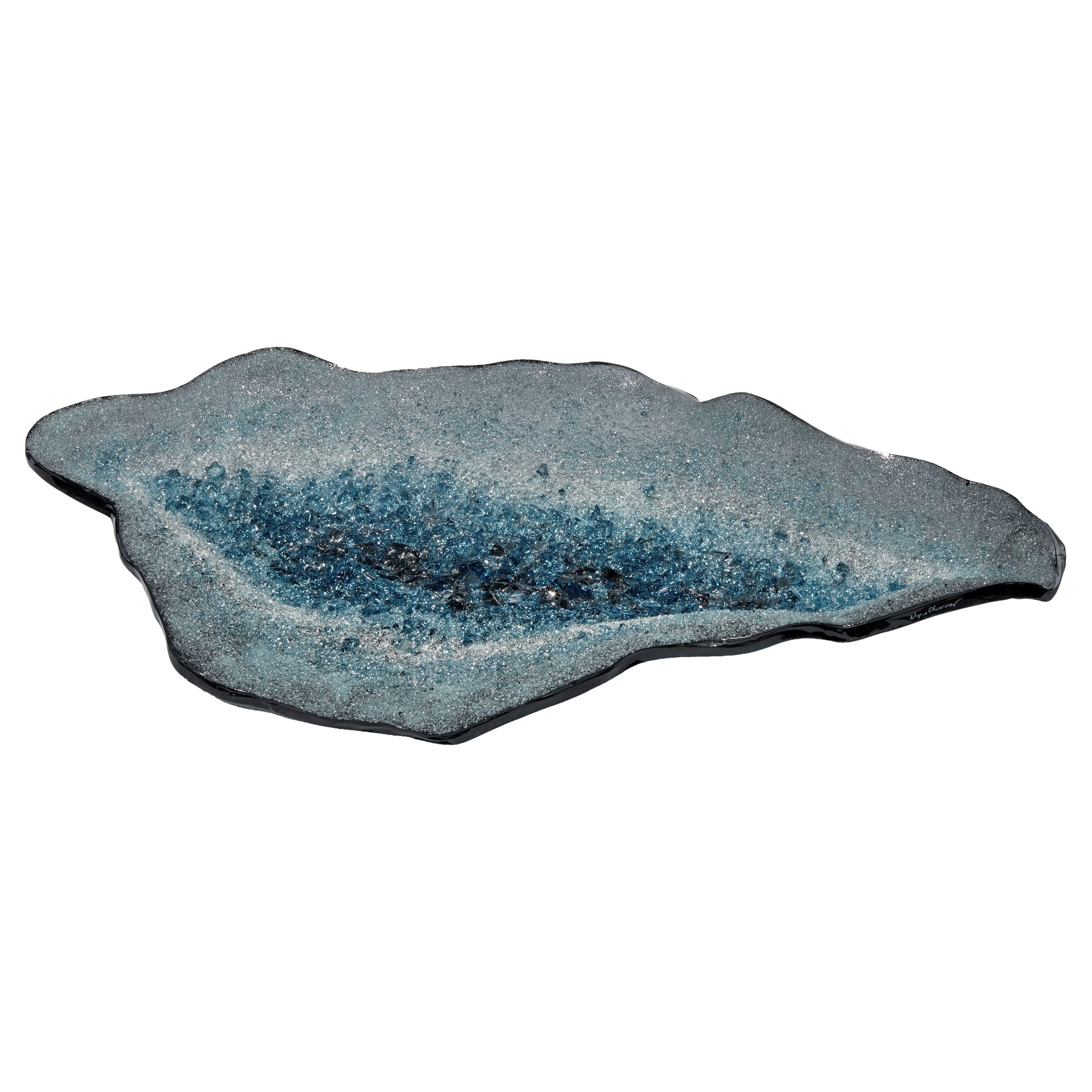 Celestine XI, einzigartiger, strukturierter blau-weißer Glasaufsatz von Wayne Charmer im Angebot