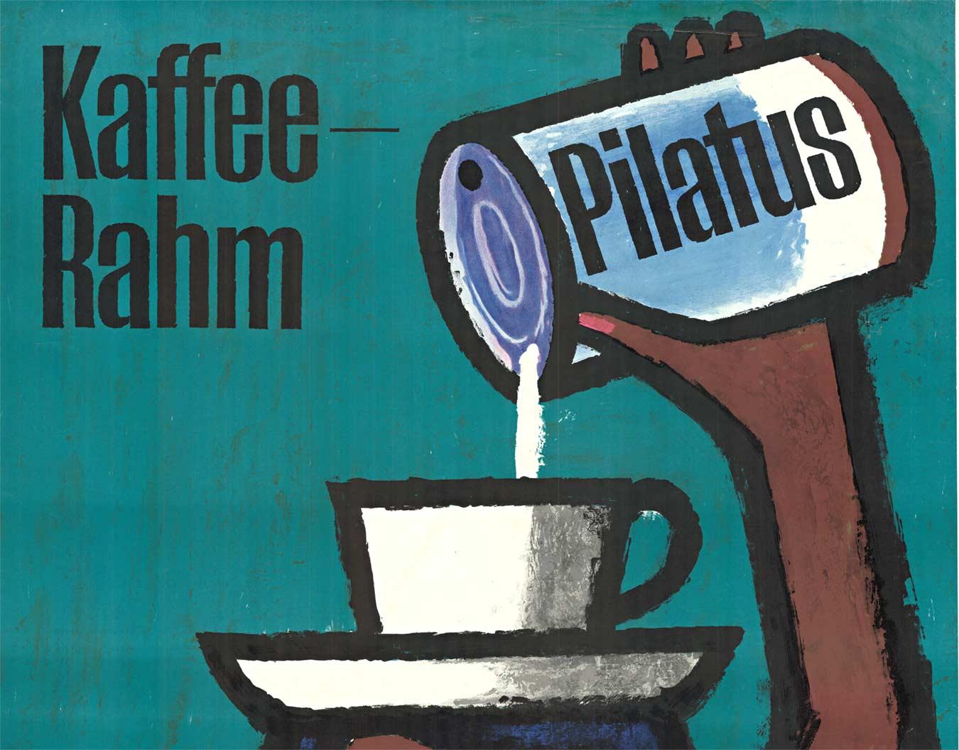 Original Kaffee-Rahm, Swiss vintage coffee poster - Print by Celestino Piatti