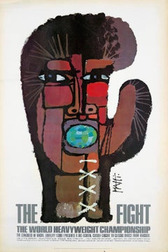 Vintage Muhammad Ali, Joe Frazier Boxing poster: Celestino Piatti 'The Fight' 