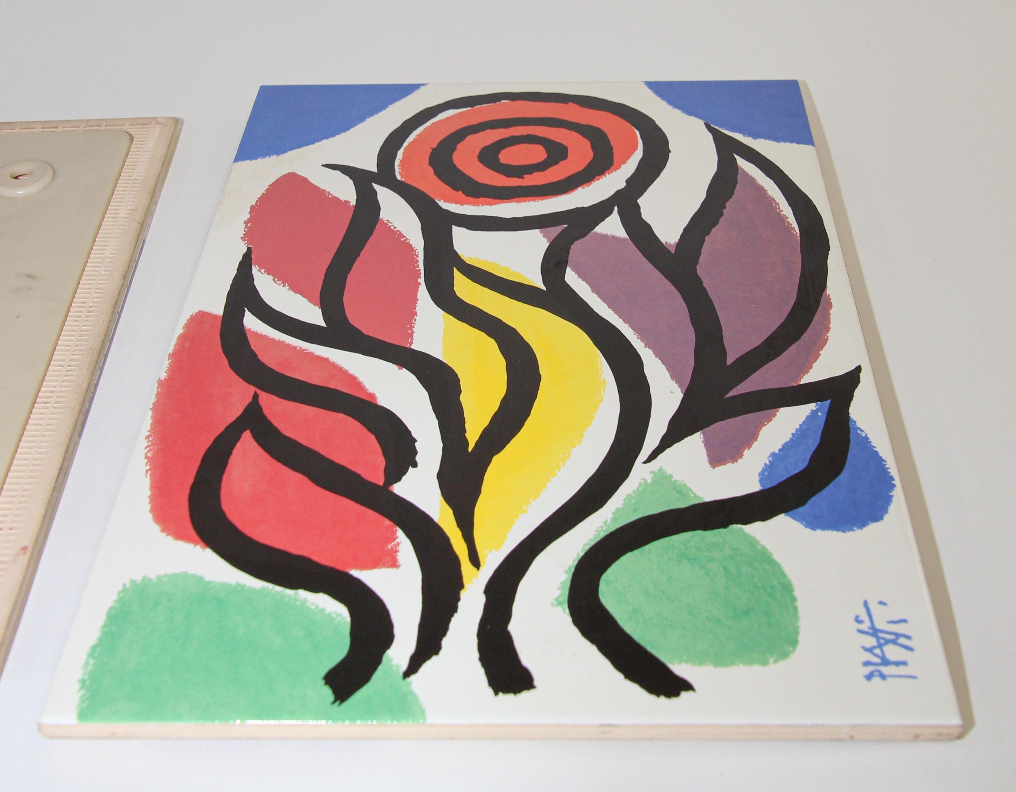 20th Century Celestino Piatti Ceramic Art Tiles in Picasso Style Post Modern For Sale