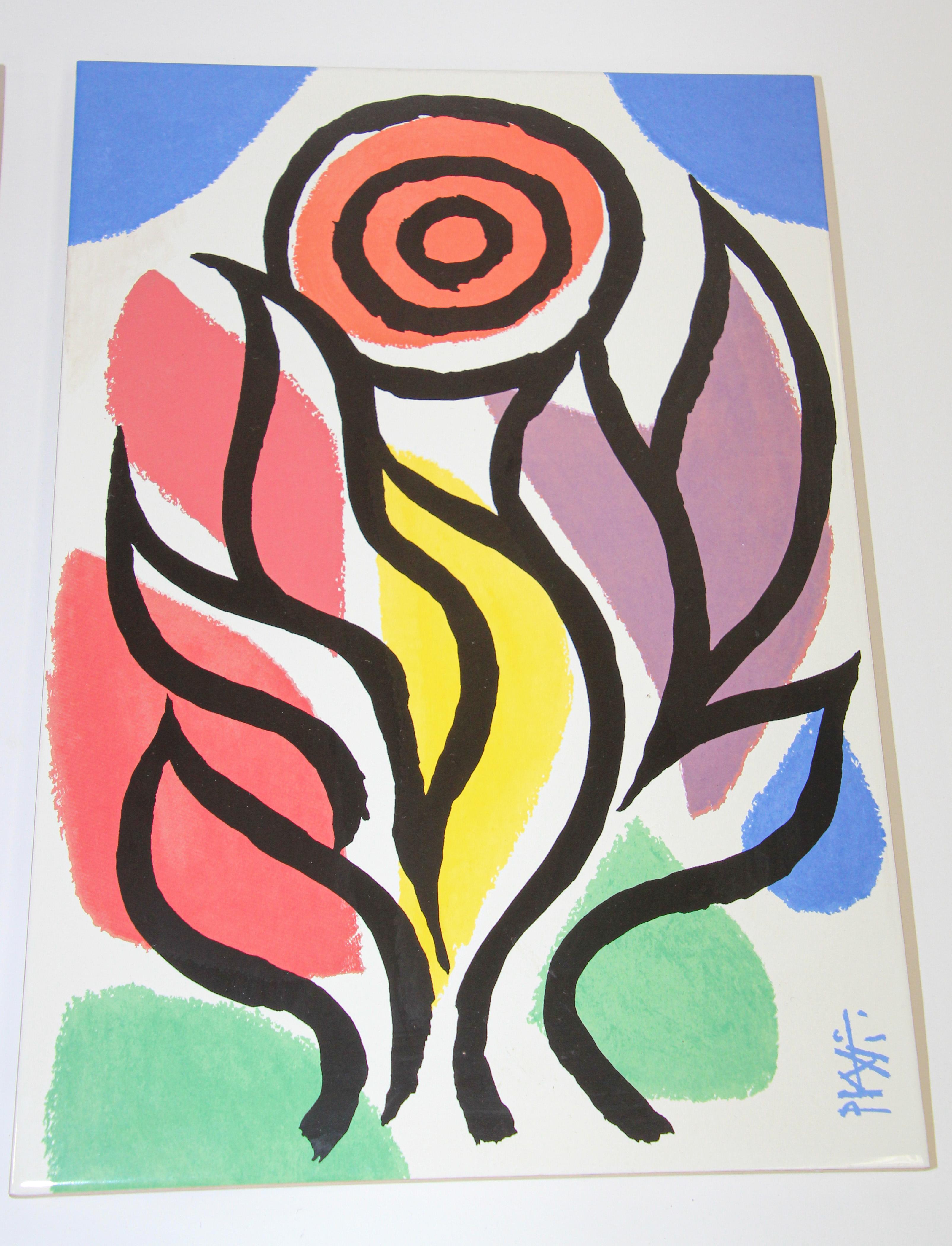 Svizzero Piastrelle d'arte in ceramica Celestino Piatti in stile Picasso Post Modern in vendita