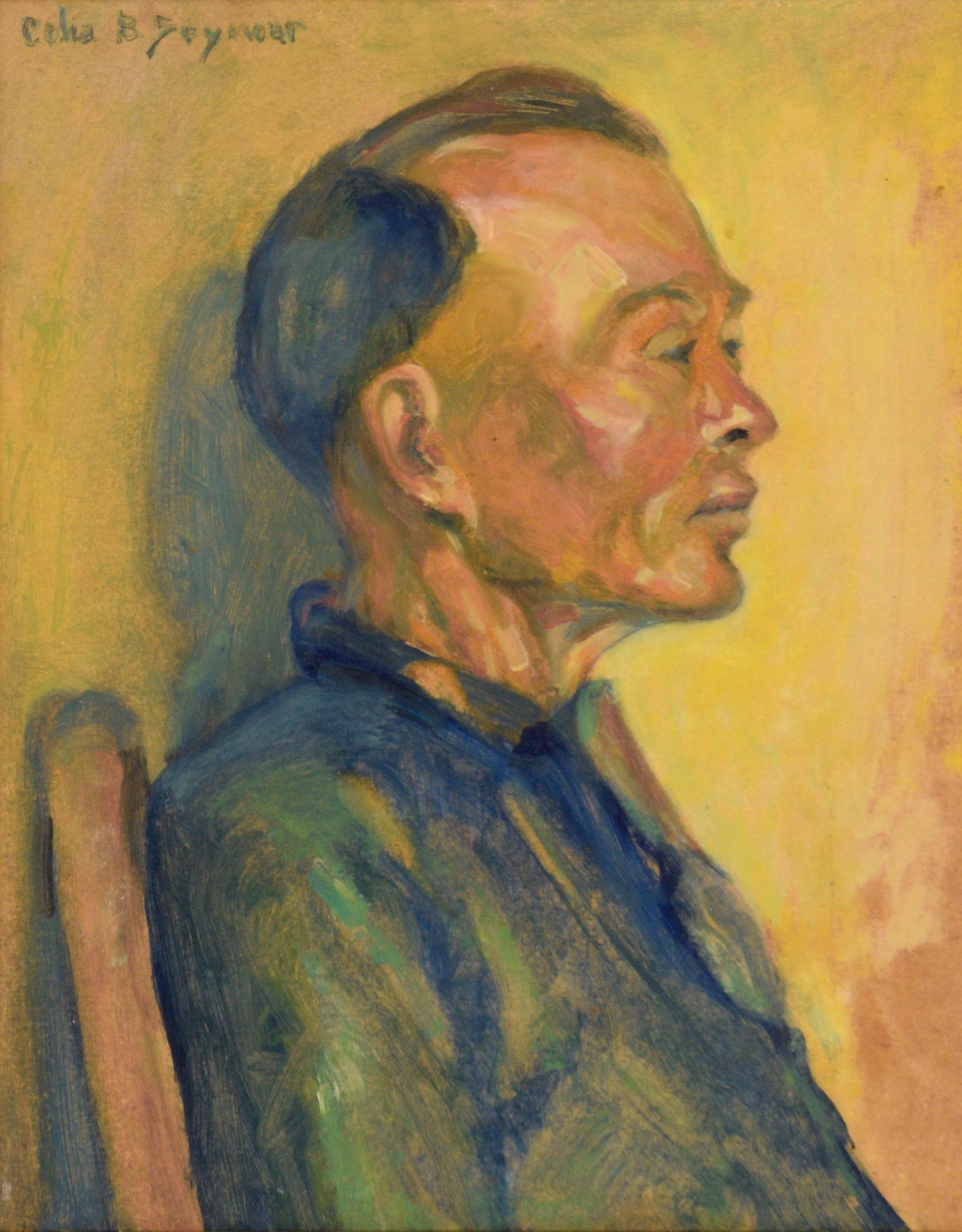 Ritratto di un distinto gentiluomo asiatico - Painting di Celia B. Seymour