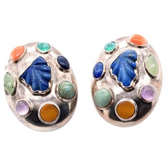 Celia Harms Sterling Silver Multi-Gemstone Earrings Designer, Celia Harms Mater