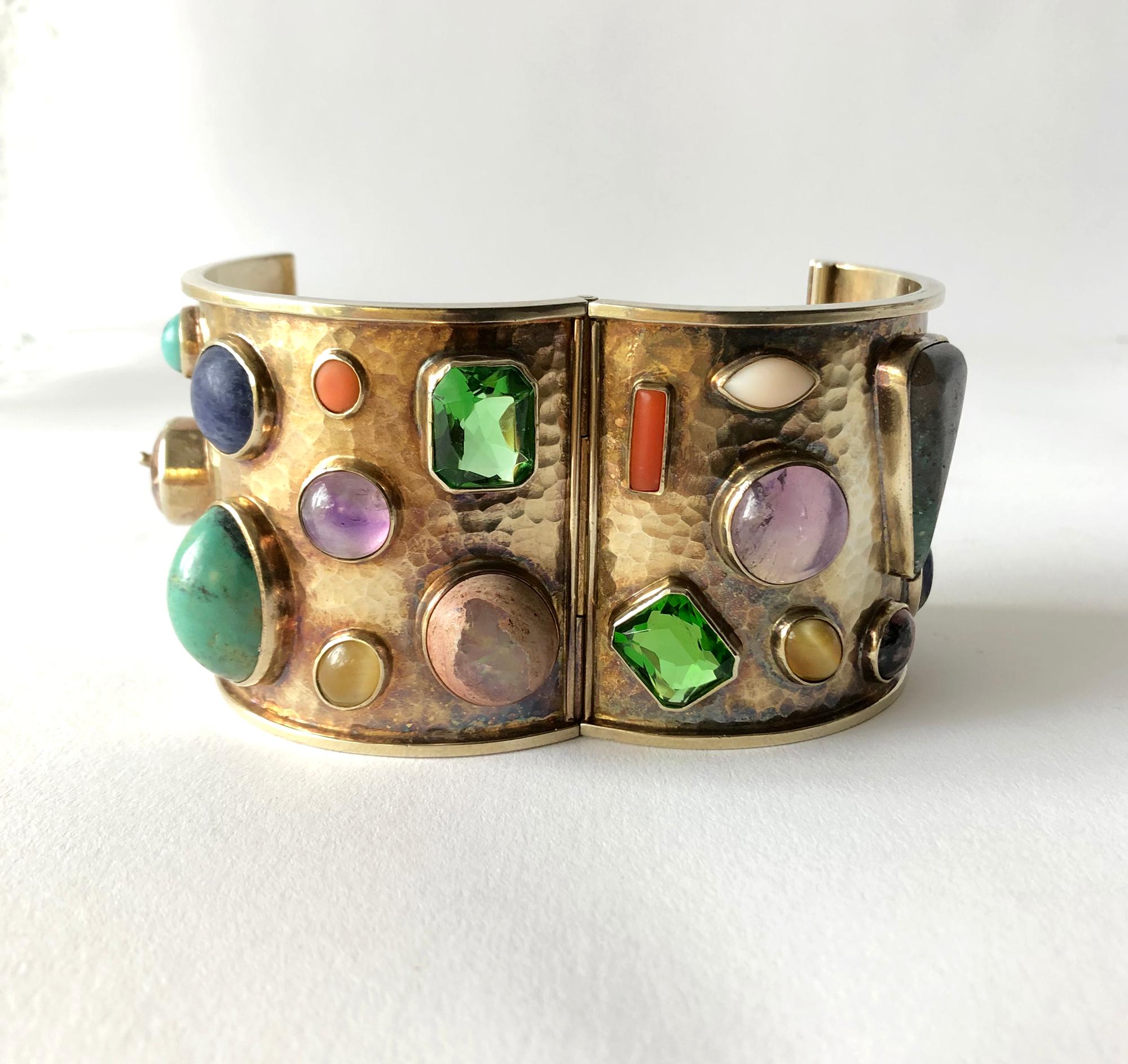 sterling silver cuff bracelet with stones