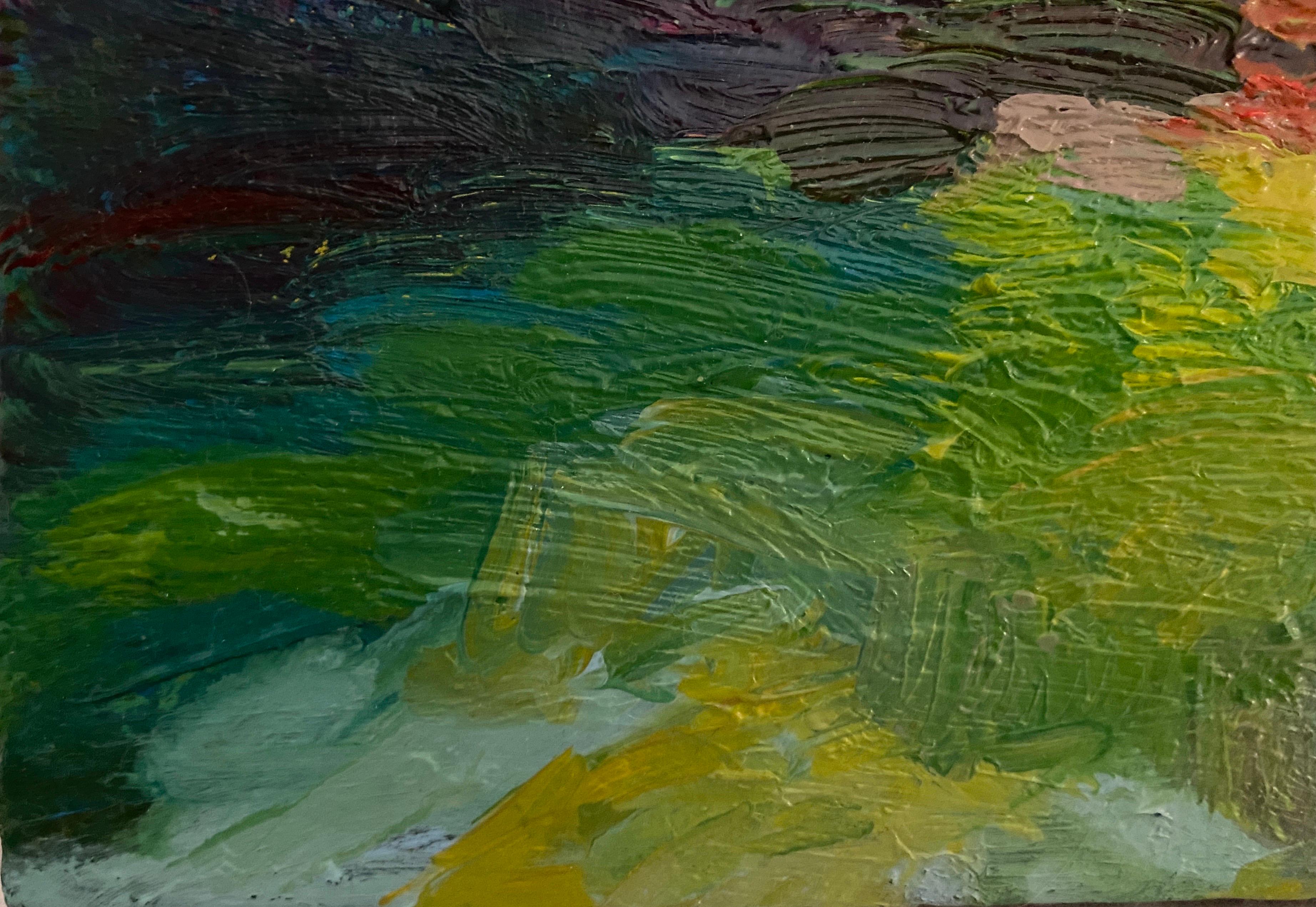 ''A la orilla'' (Au bord de la mer) - Paysage abstrait coloré - Huile sur toile - Painting de Celia Herranz