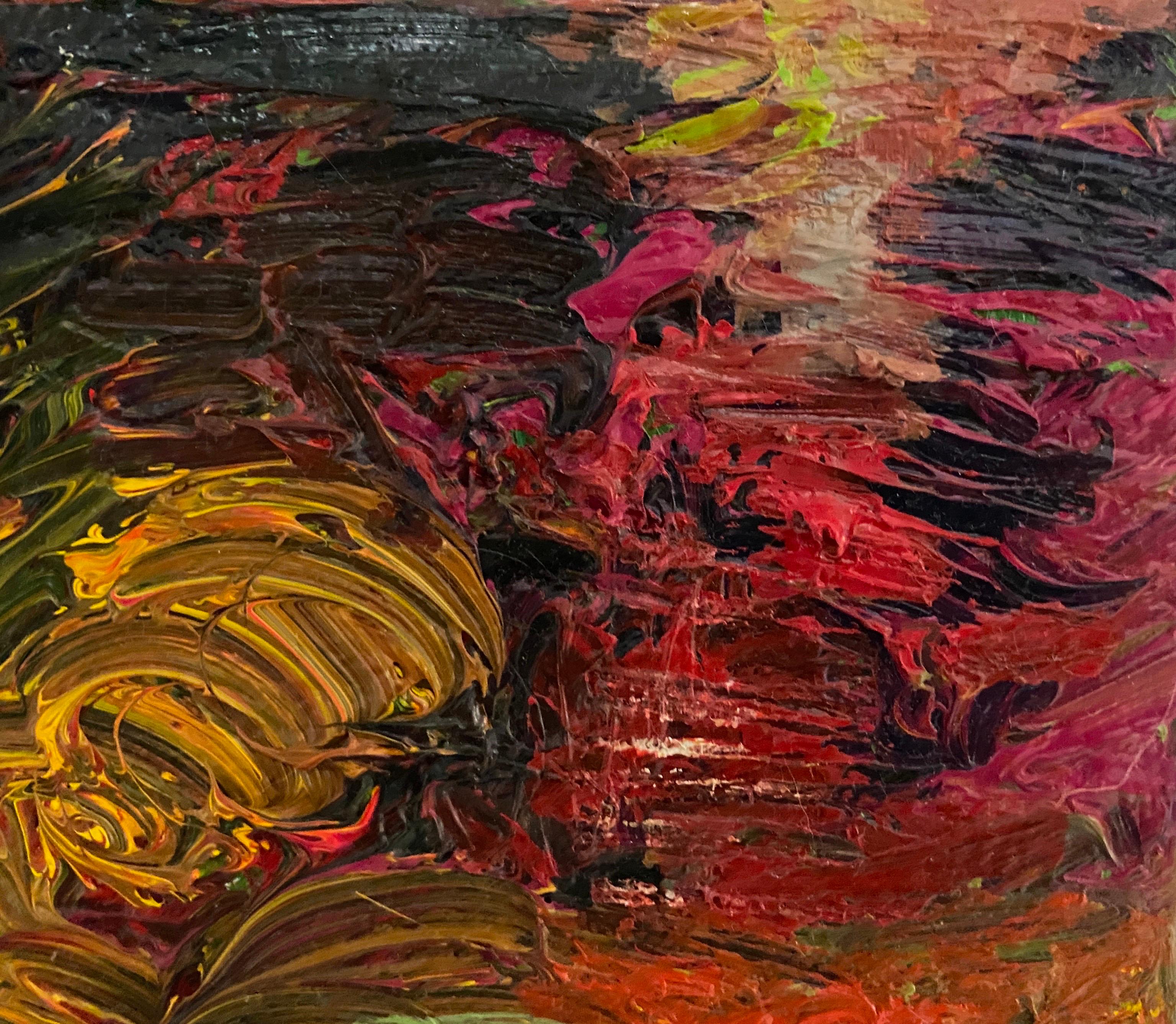 ''A la orilla'' (Au bord de la mer) - Paysage abstrait coloré - Huile sur toile en vente 1