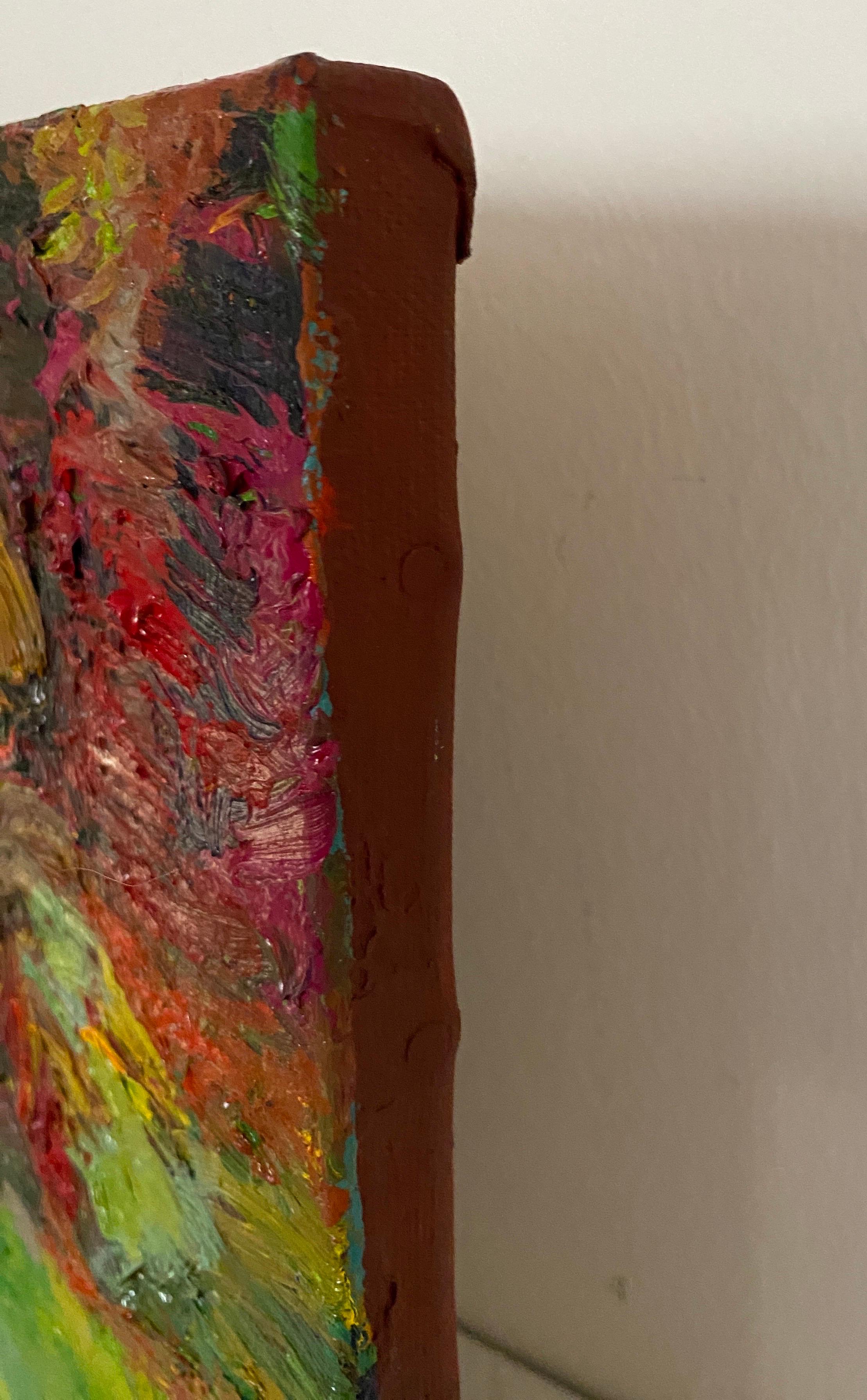 ''A la orilla'' (Au bord de la mer) - Paysage abstrait coloré - Huile sur toile en vente 3