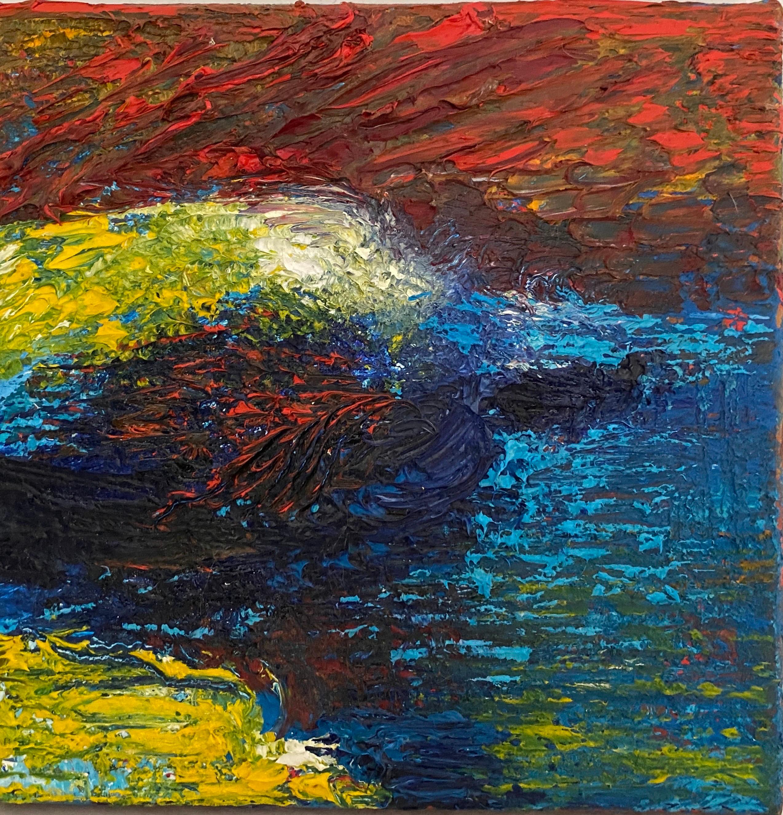 ''Al acantilado'' (A la falaise) - Paysage abstrait coloré - Huile sur toile en vente 1