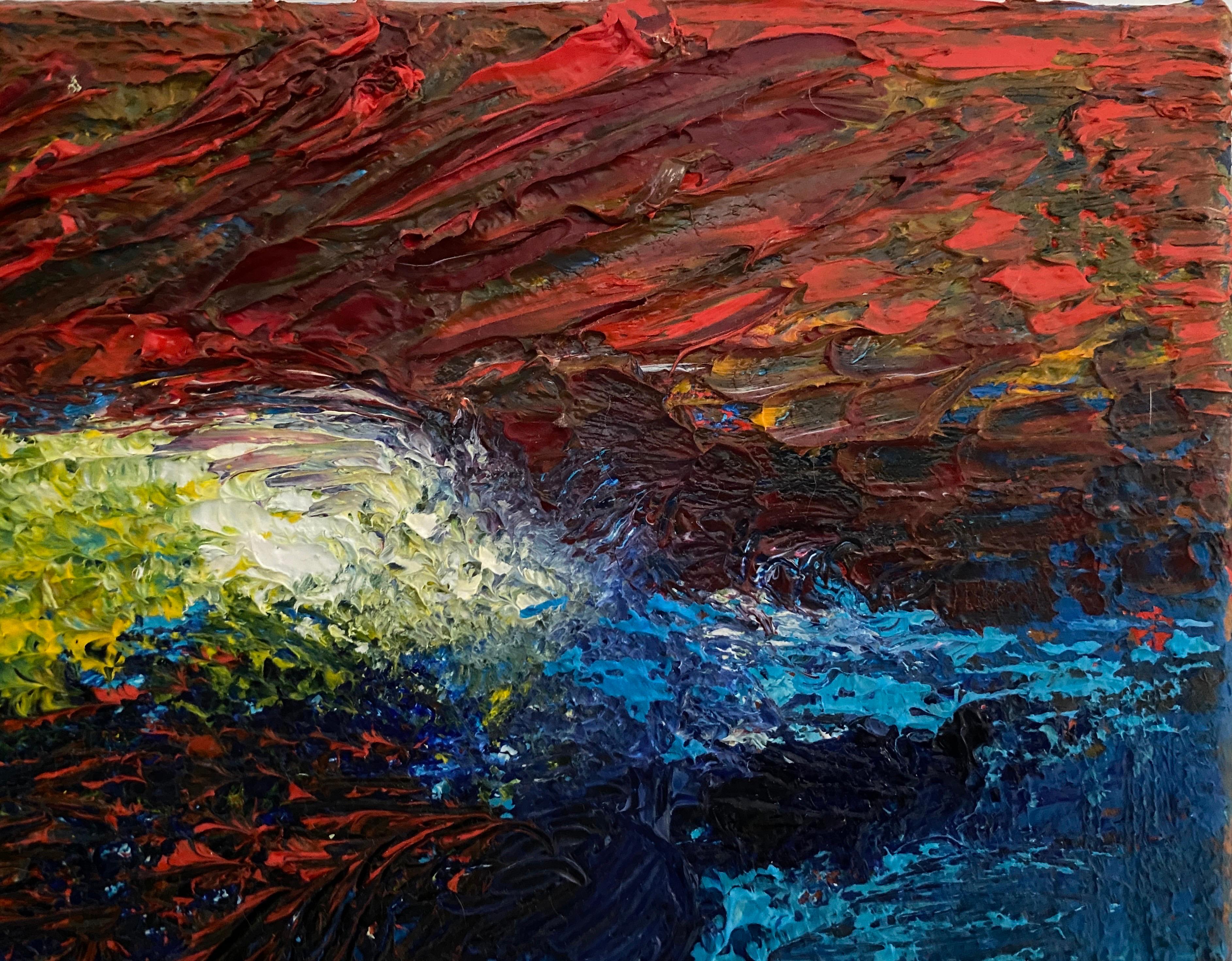 ''Al acantilado'' (A la falaise) - Paysage abstrait coloré - Huile sur toile en vente 2