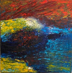 ''Al acantilado'' (A la falaise) - Paysage abstrait coloré - Huile sur toile