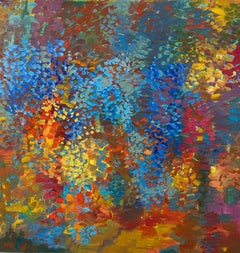Sauce llorón" (Saule pleureur) - Paysage abstrait en couleurs - Huile sur toile