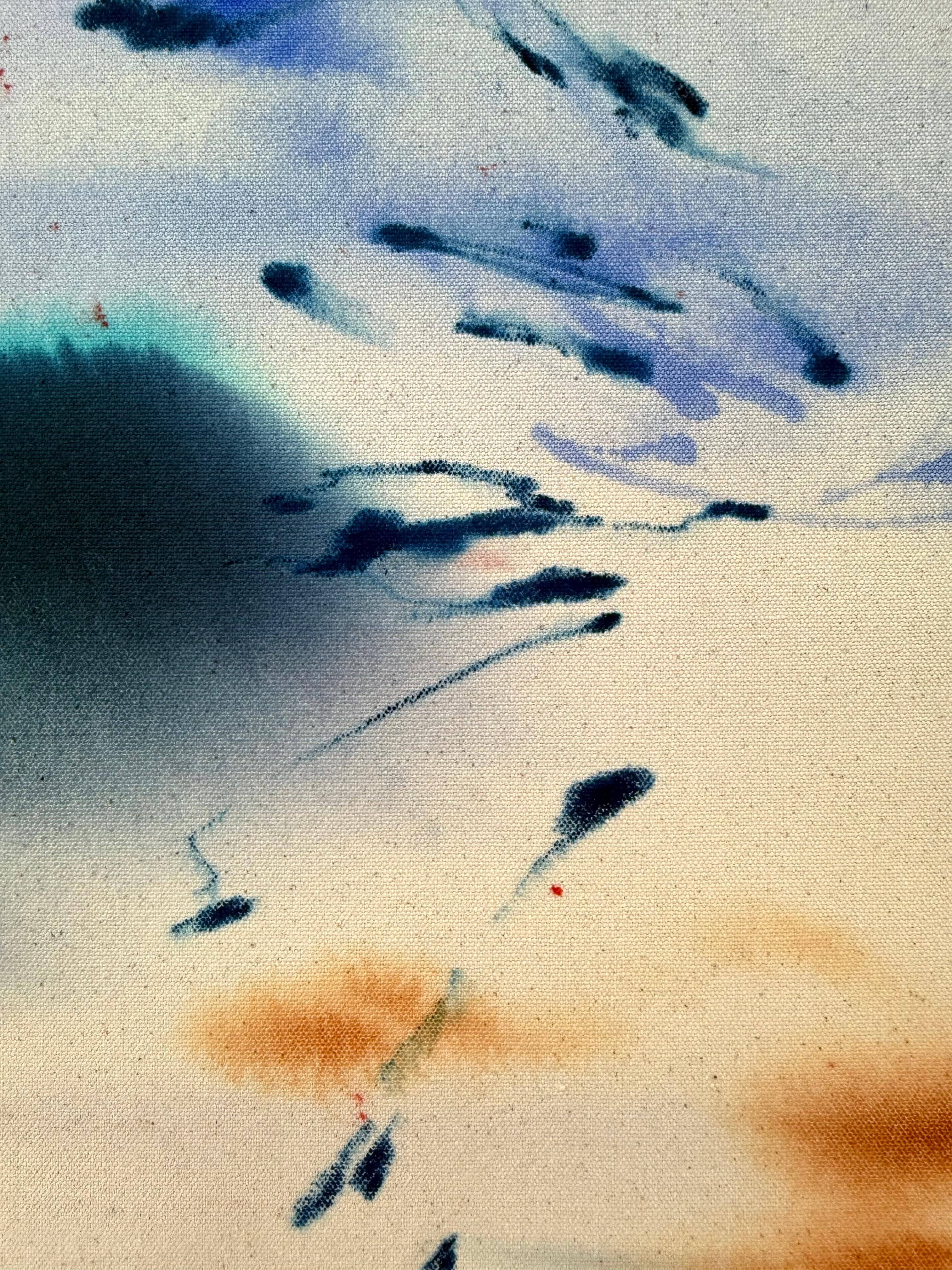 ABSTRACT Obra de Arte Colores Azul Raw Canadá Contemporáneo Celia Lees 2025 NUEVO en venta 2