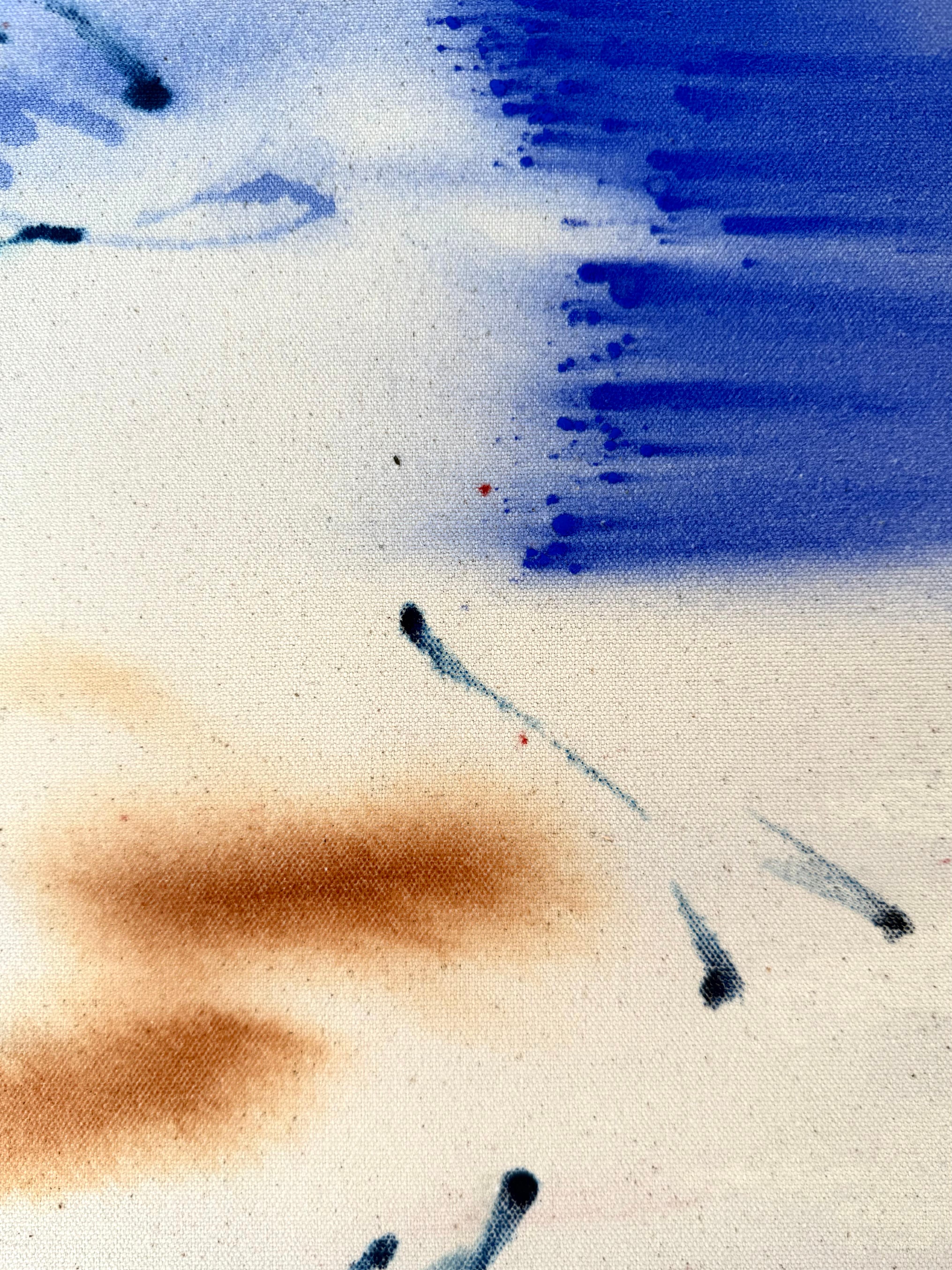 ABSTRACT Obra de Arte Colores Azul Raw Canadá Contemporáneo Celia Lees 2025 NUEVO en venta 3