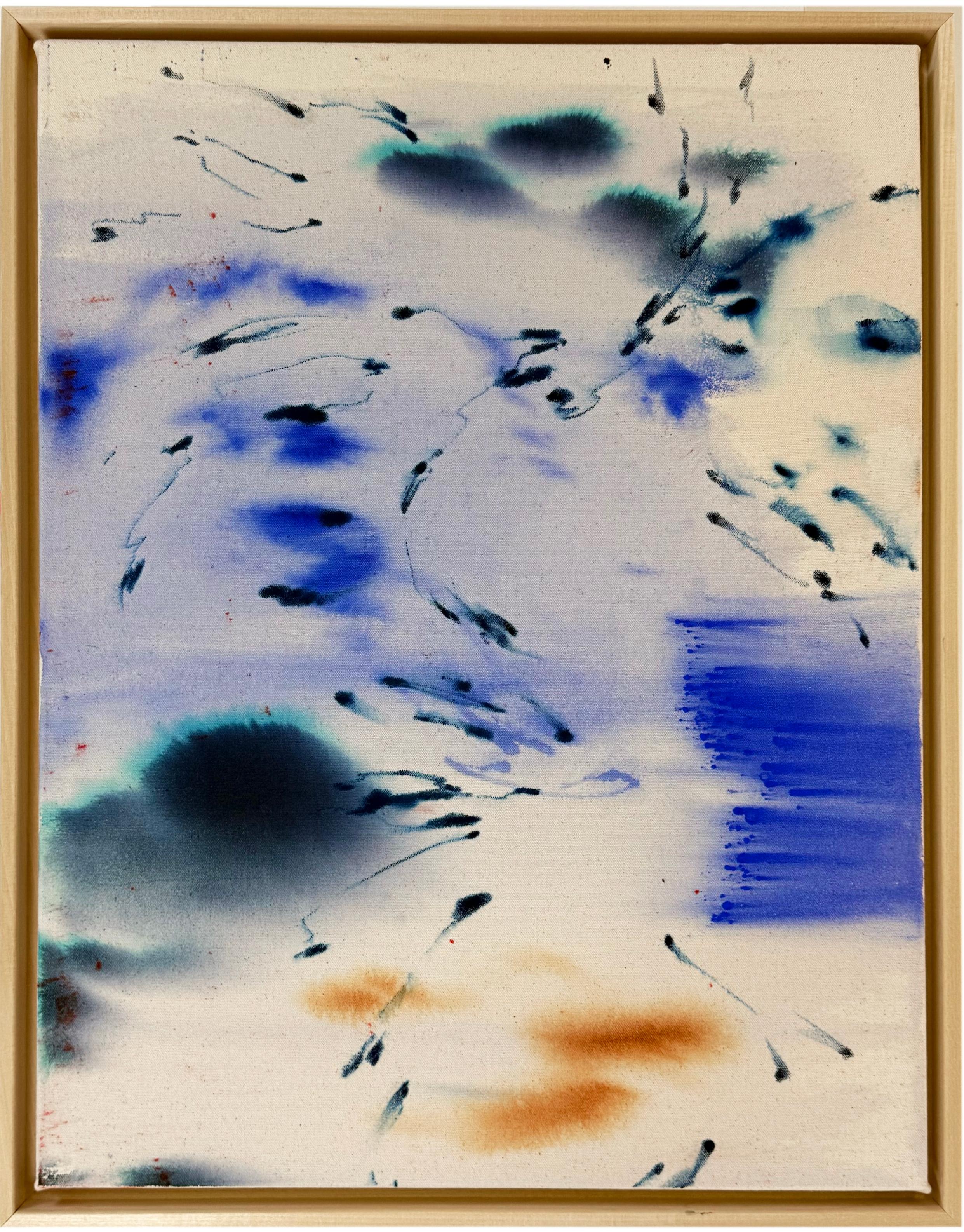 ABSTRACT Obra de Arte Colores Azul Raw Canadá Contemporáneo Celia Lees 2025 NUEVO en venta 4