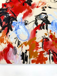 ABSTRACT Artwork Colors Red Black Canada by Contemporary Artist Celia Lees 2024