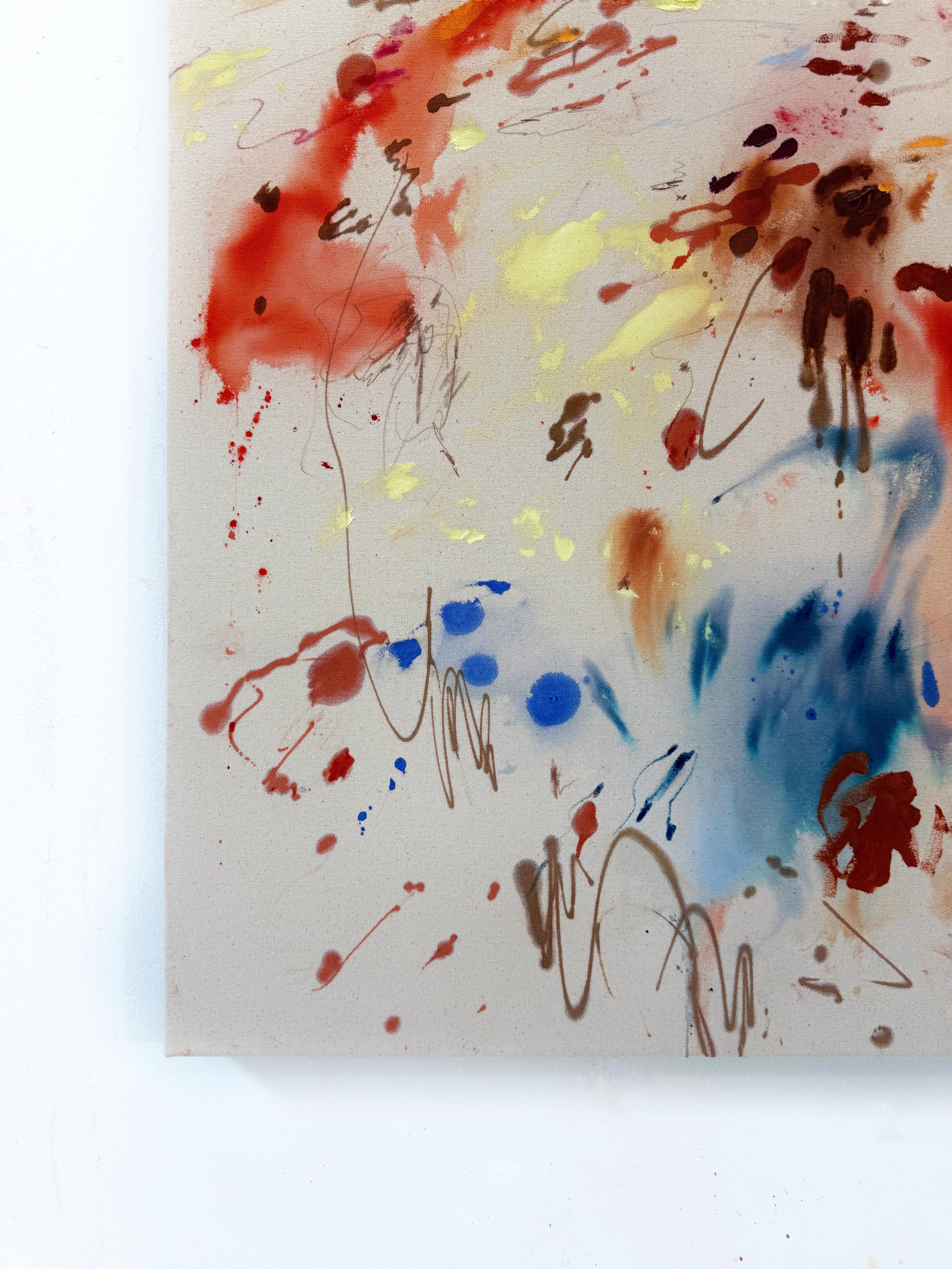 ABSTRACT Opera d'arte Colori Rosso Blu Arancione Canada Contemporaneo Celia Lees 2025 NUOVO in vendita 3