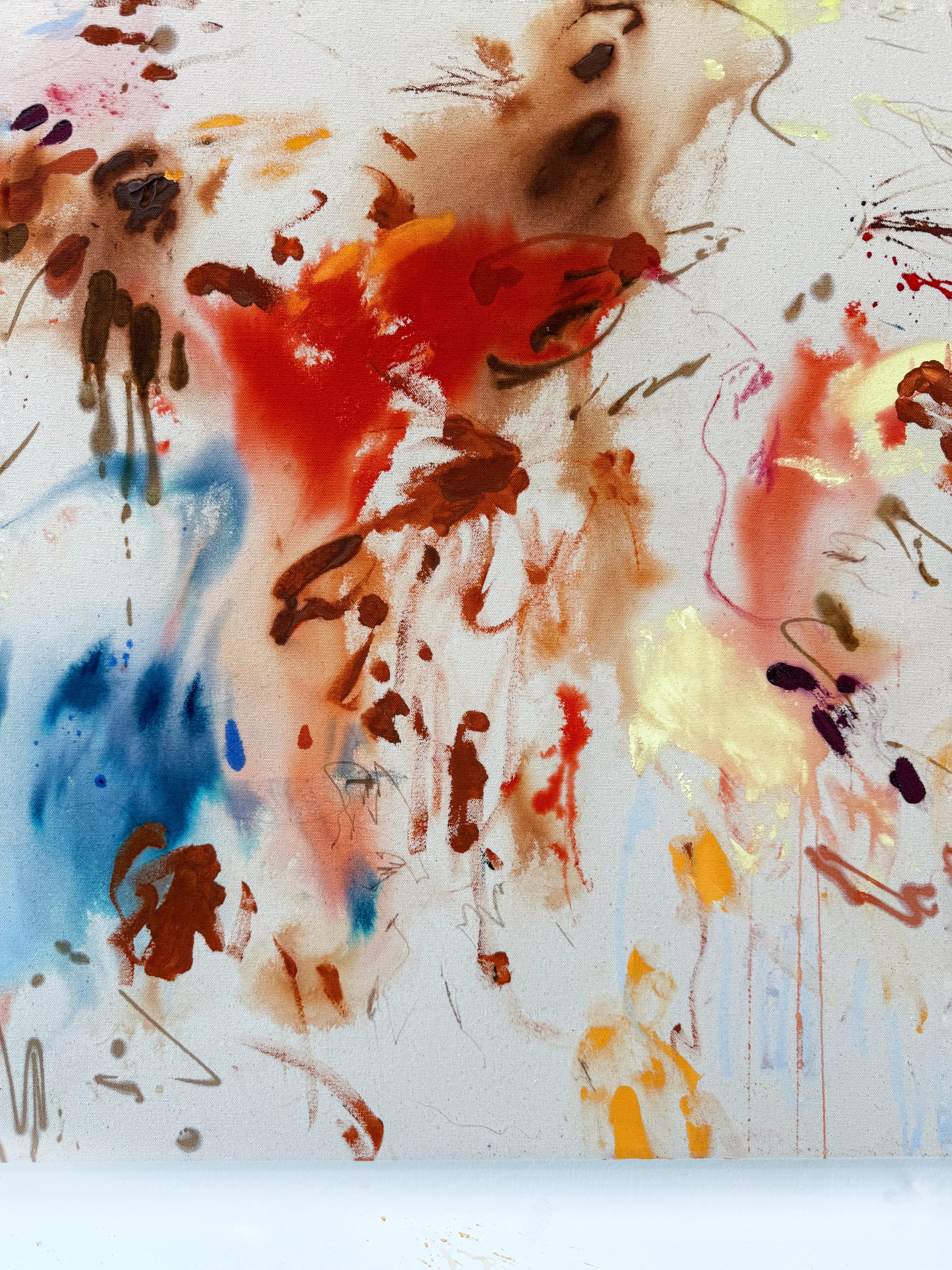 ABSTRACT Opera d'arte Colori Rosso Blu Arancione Canada Contemporaneo Celia Lees 2025 NUOVO in vendita 4