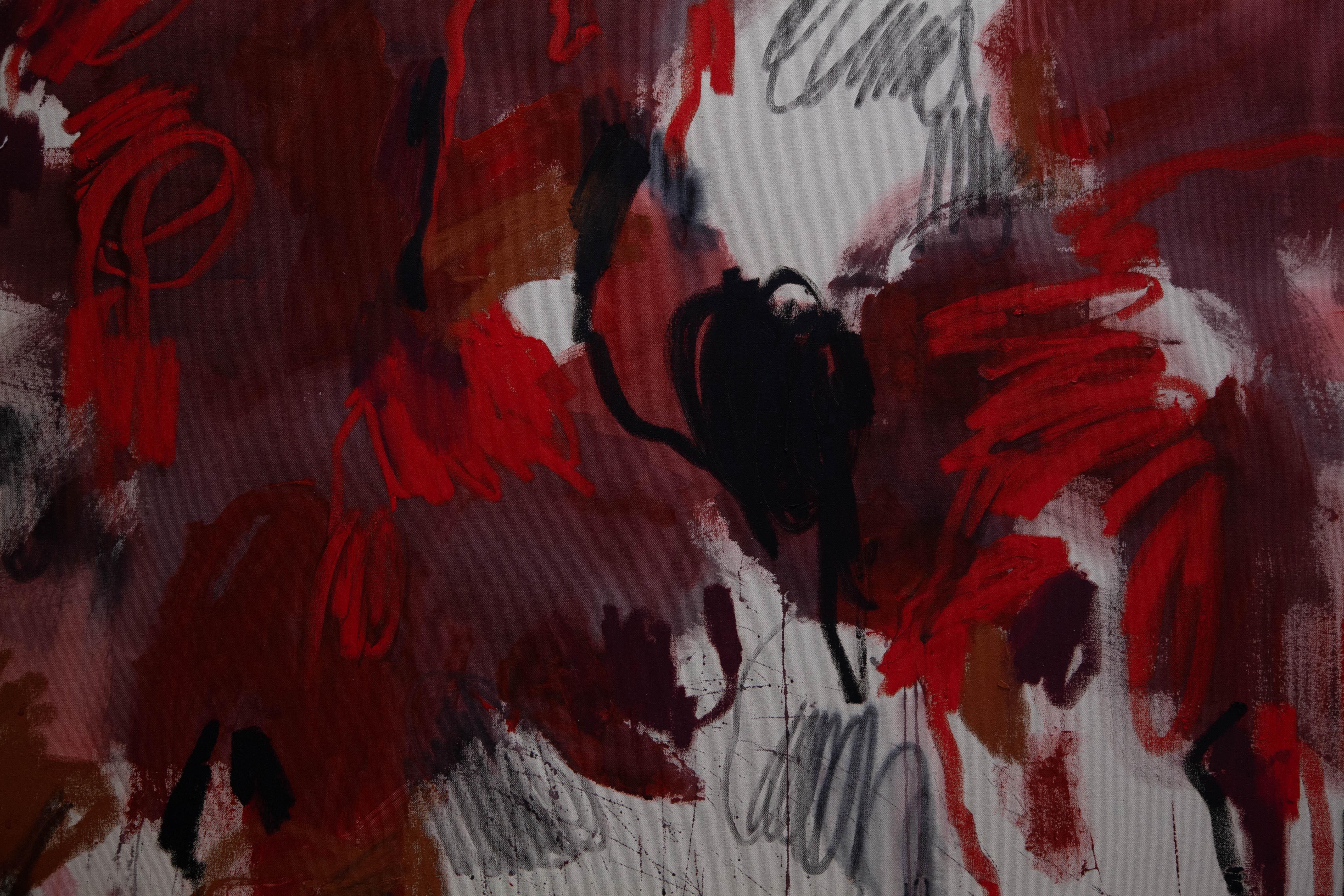 ABSTRACT Artwork Colors Red Raw Canada Contemporary Celia Lees 2025 NEW For Sale 1