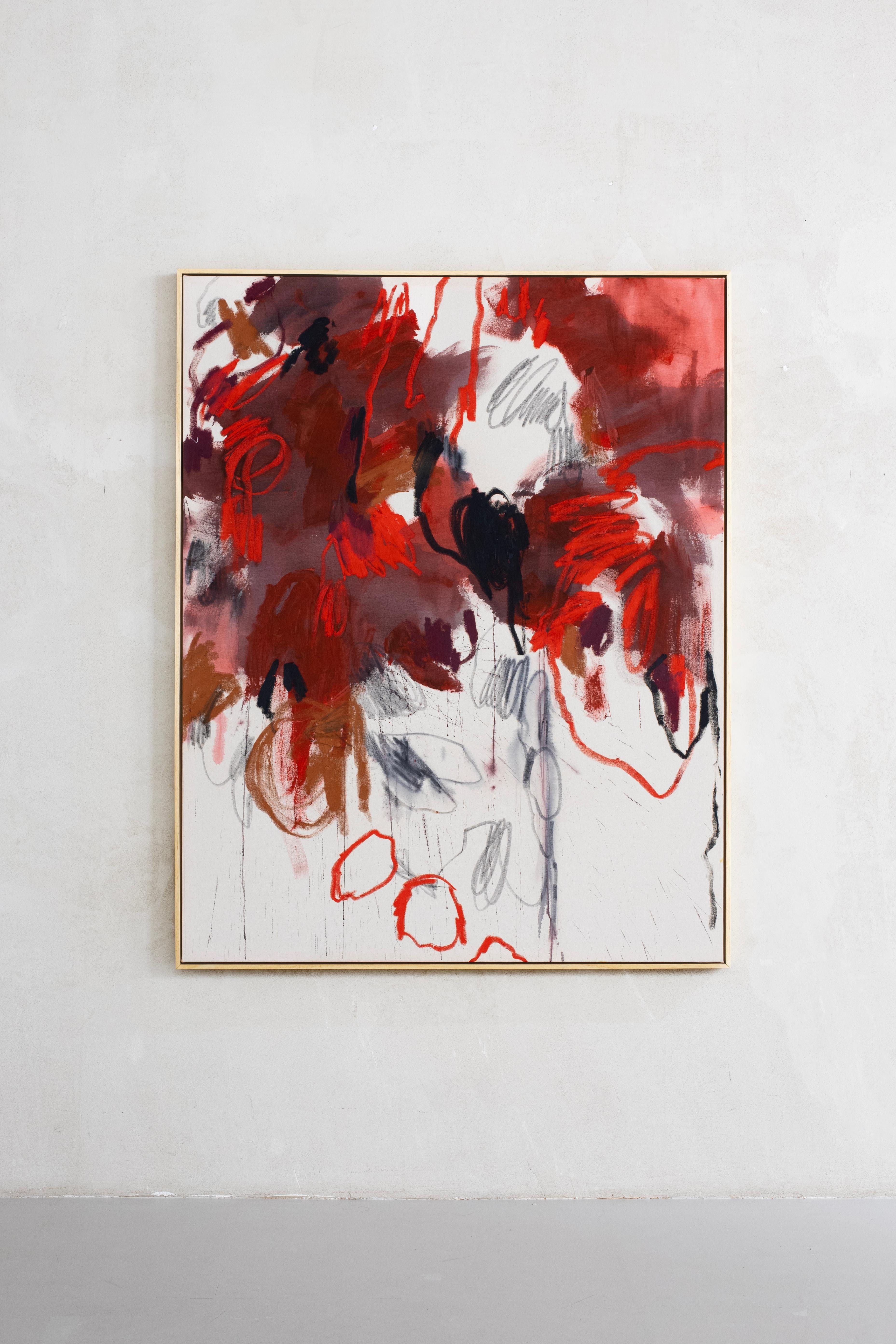 ABSTRACT Artwork Colors Red Raw Canada Contemporary Celia Lees 2025 NEW