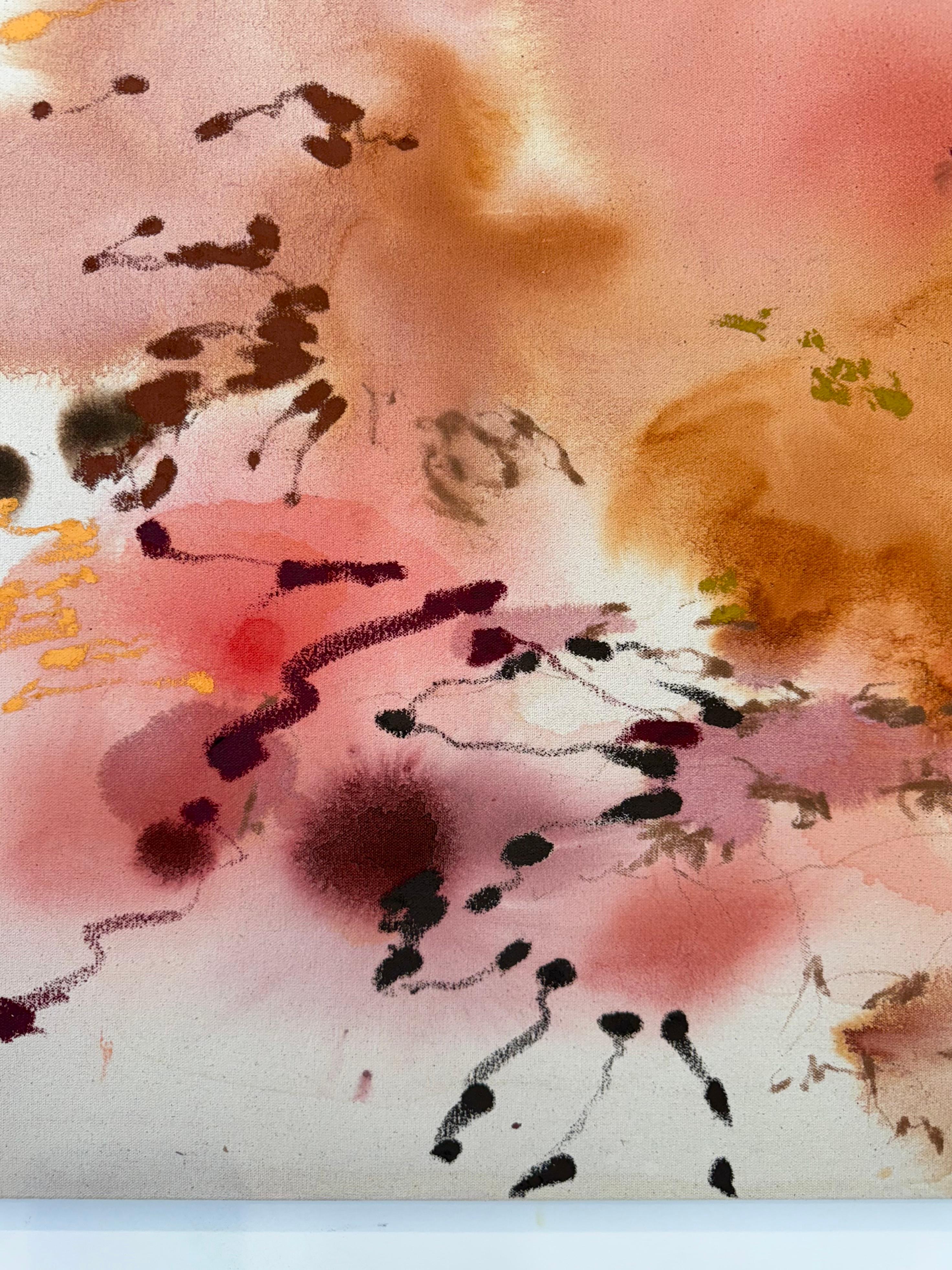 ABSTRACT Opera d'arte Colors Red Water Canada dell'artista contemporanea Celia Lees 2024 in vendita 1