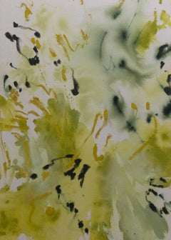 ABSTRACT Gestural Lines Green Artwork Contemporary Artist Canadian Celia Lees
