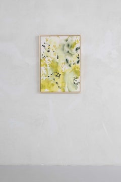 ABSTRACT Gestische Linien Grünes Kunstwerk Zeitgenössische Künstlerin Kanadische Celia Lees