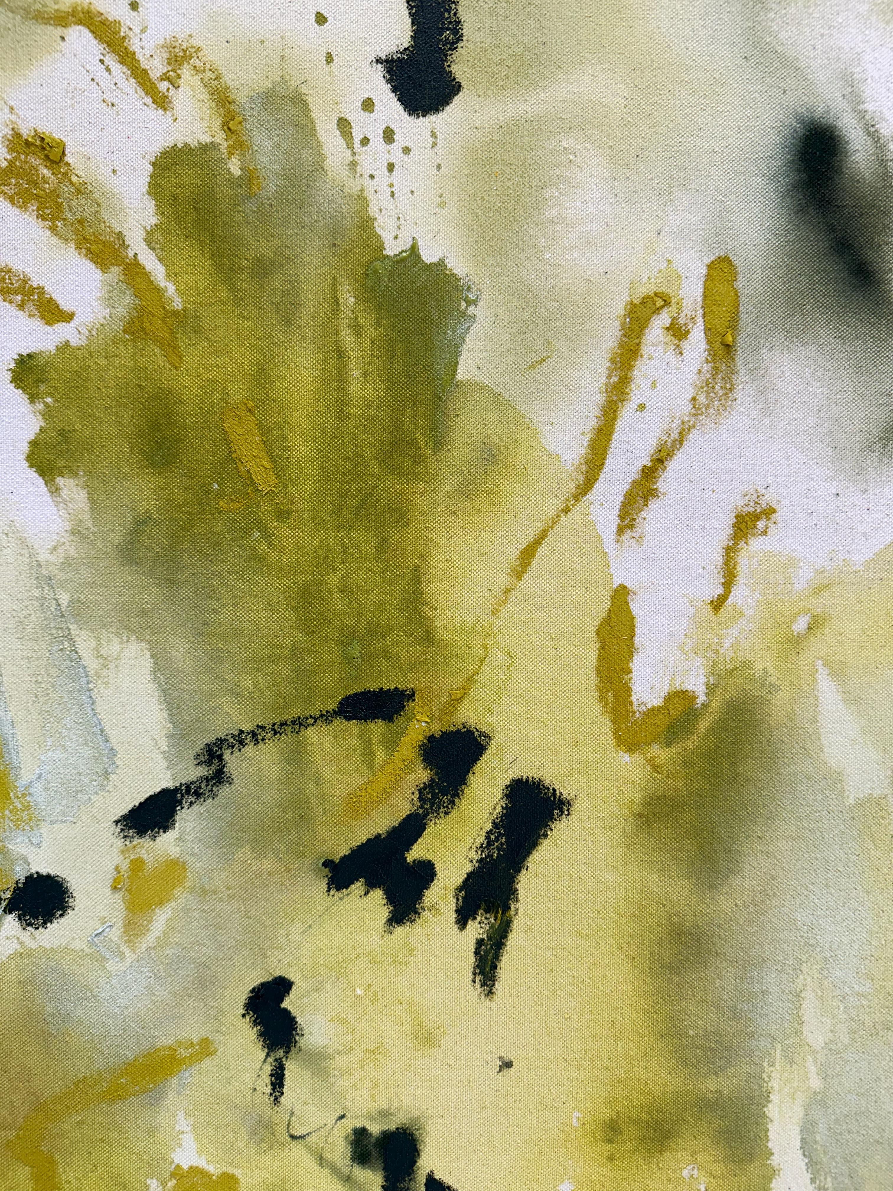 ABSTRACT Líneas Verdes Obra de Arte Artista Contemporánea Canadiense Celia Lees en venta 2