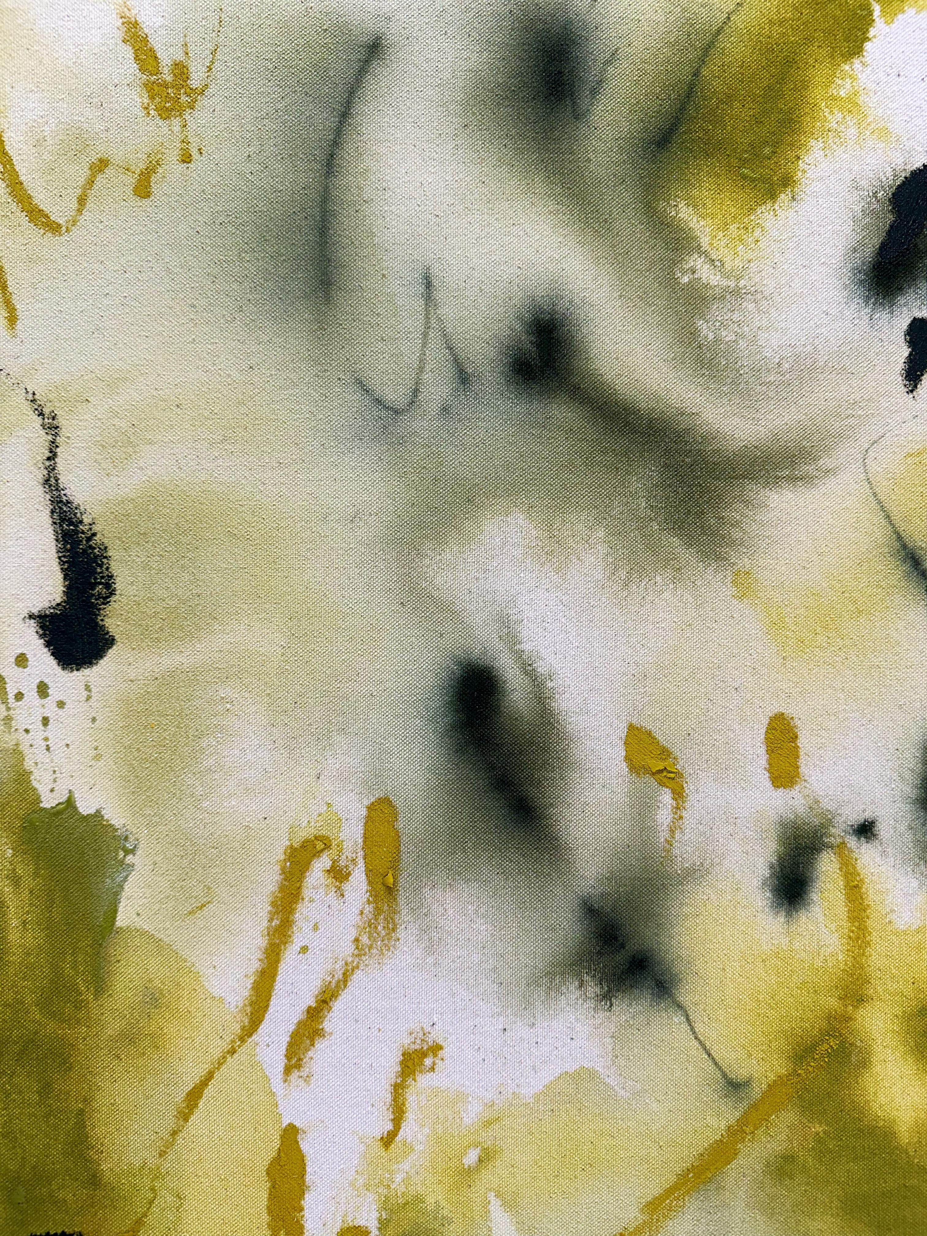 ABSTRACT Líneas Verdes Obra de Arte Artista Contemporánea Canadiense Celia Lees en venta 4