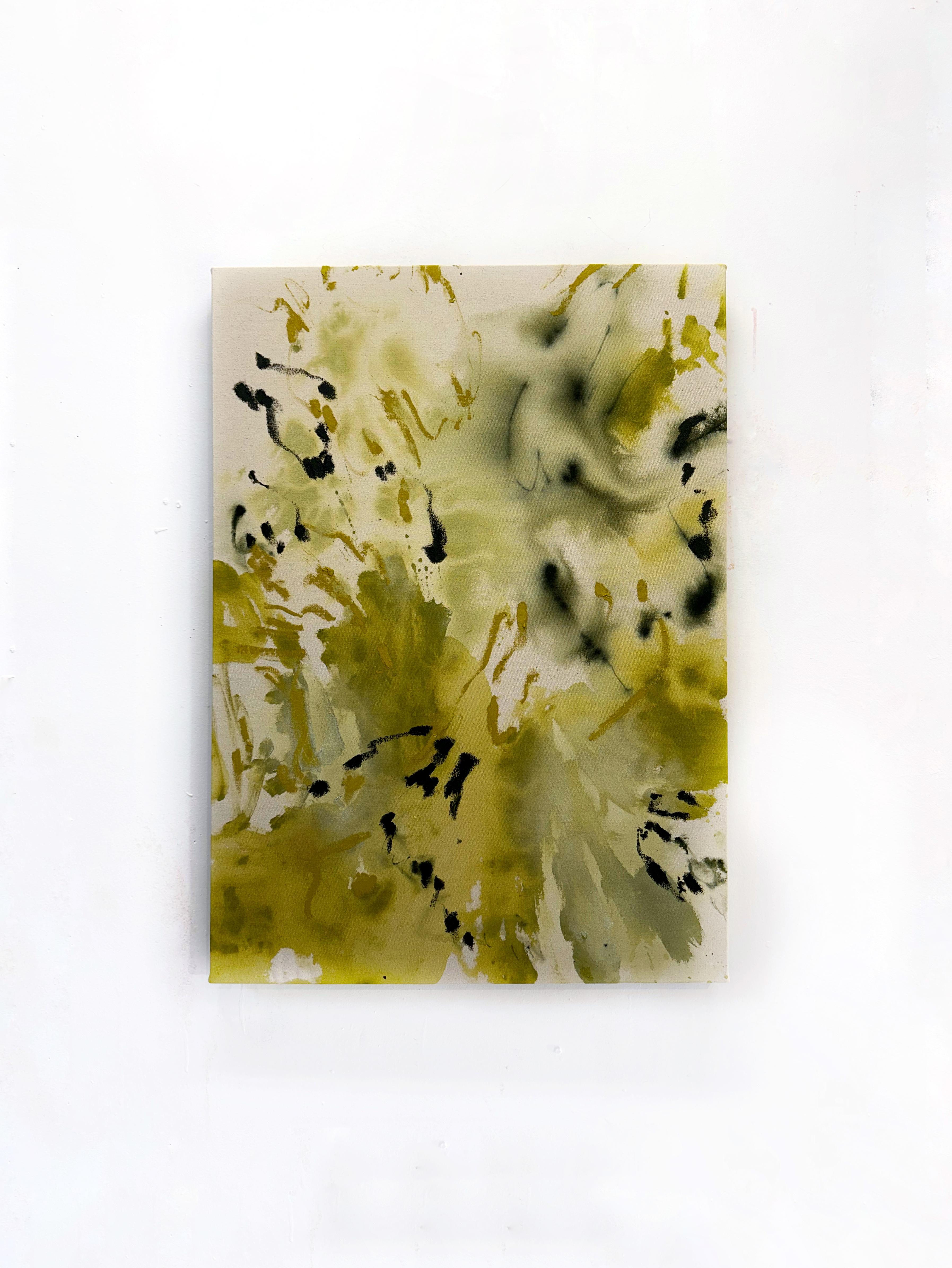ABSTRACT Líneas Verdes Obra de Arte Artista Contemporánea Canadiense Celia Lees en venta 5