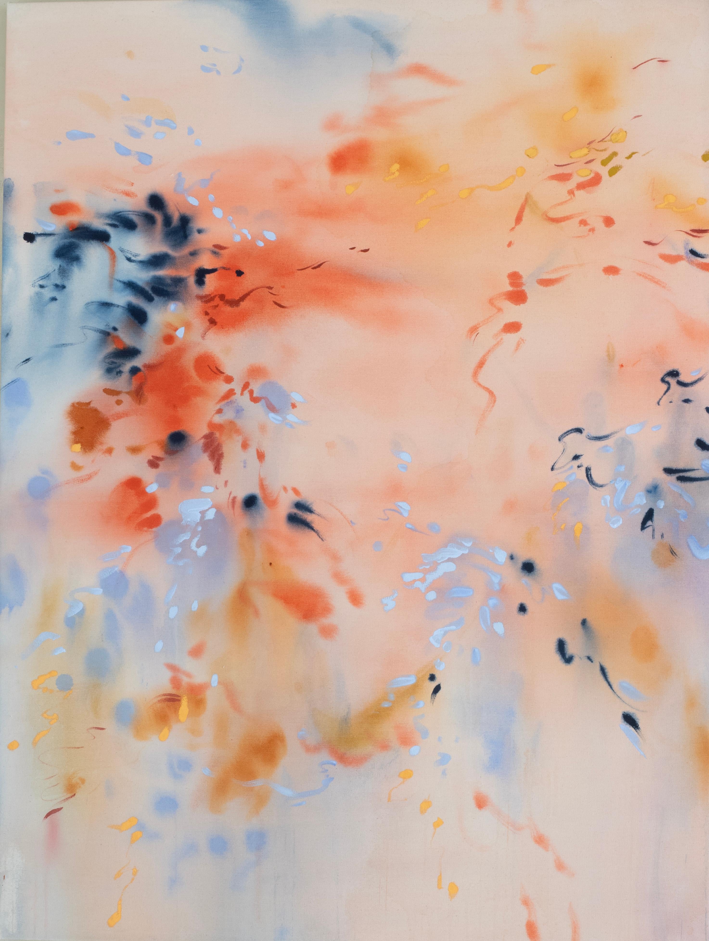 Celia Lees — Atmospheric Abstract Painting in Blush, Coral and Powder Blue