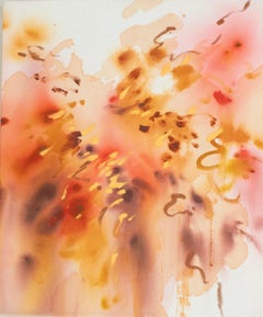 Celia Lees — Atmospheric Abstract Painting in Blush, Saffron and Burgundy