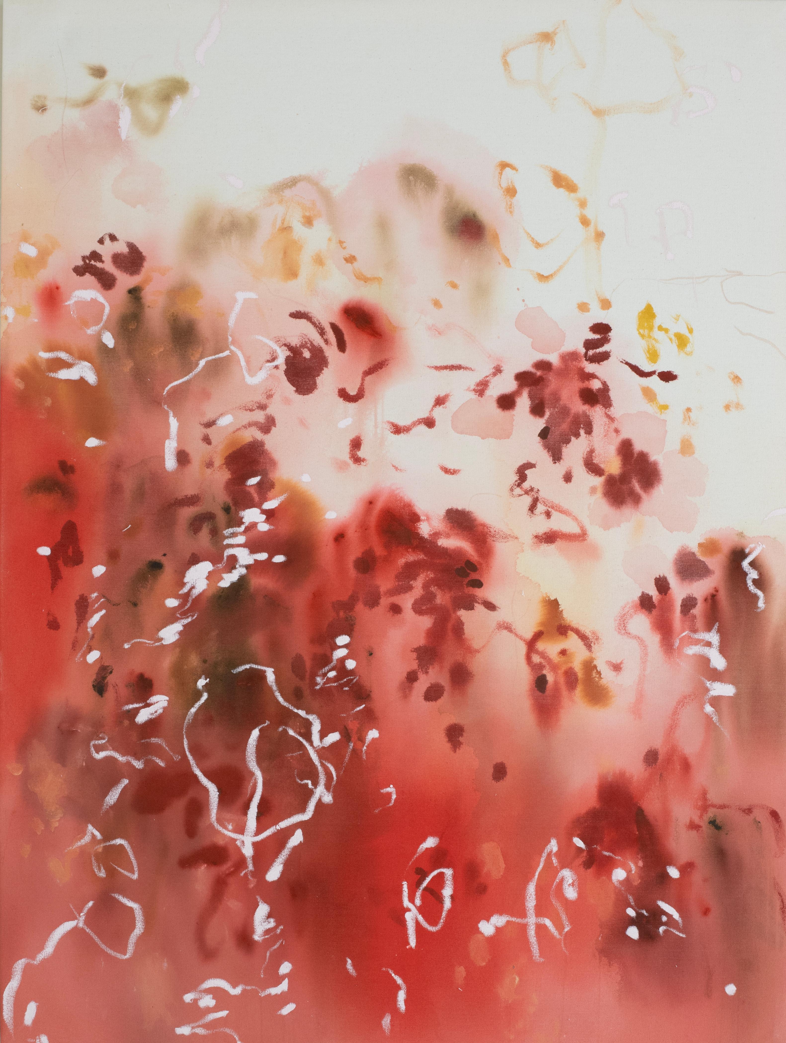 Celia Lees - Peinture abstraite atmosphérique en cramoisi, blush et bourgogne