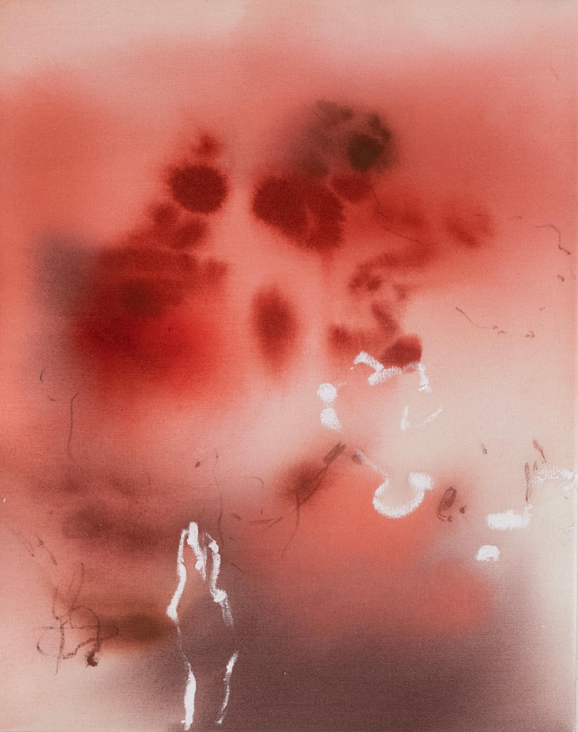 Celia Lees — Contemporary Abstract Acrylic on Canvas in Crimson, Blush and Black